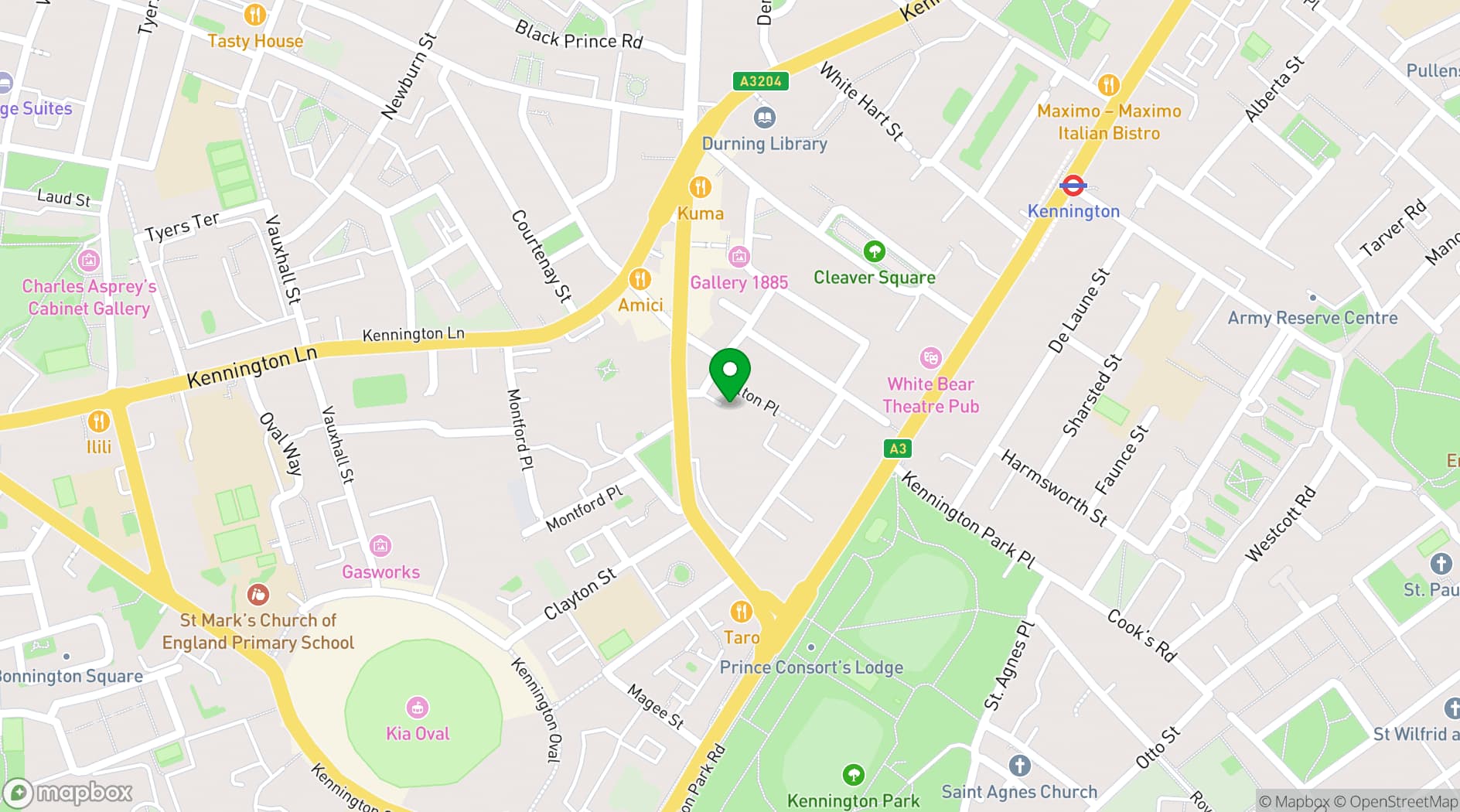 Map showing Kennington Film Studios