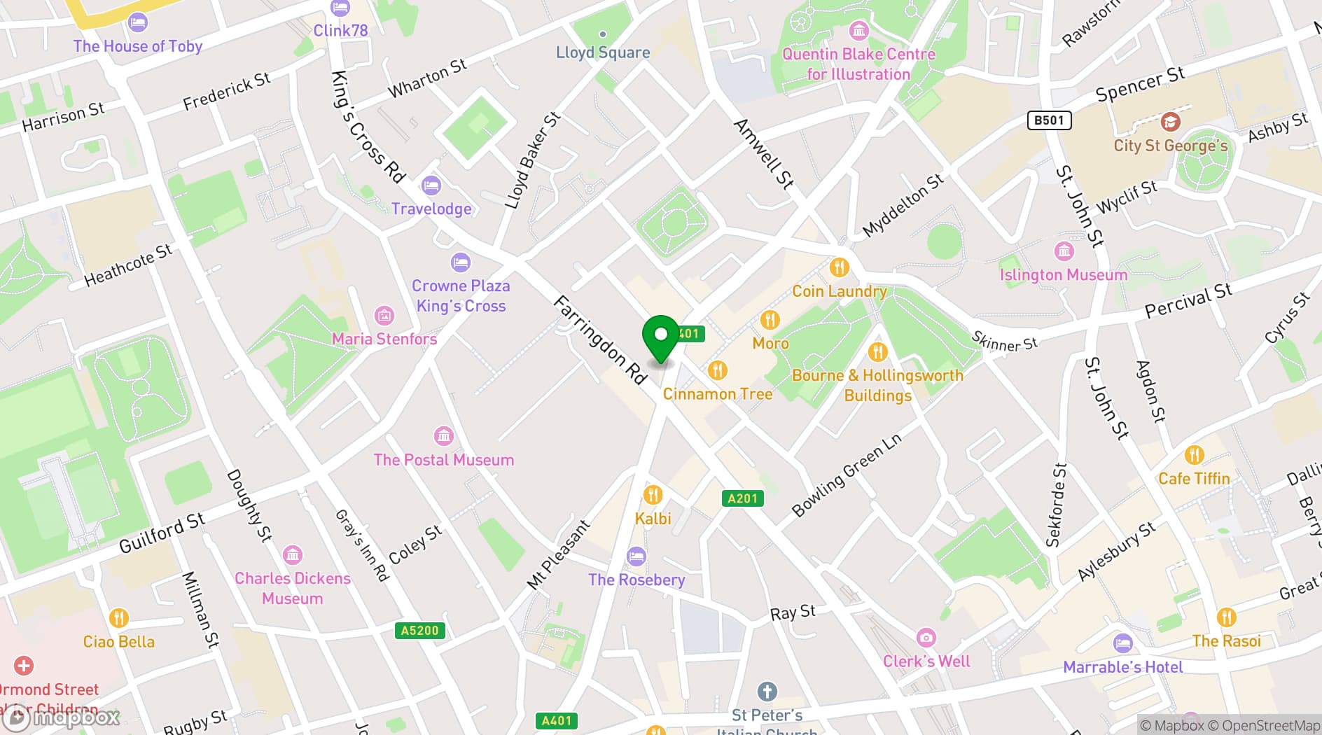 Map showing The Clerkenwell Tavern