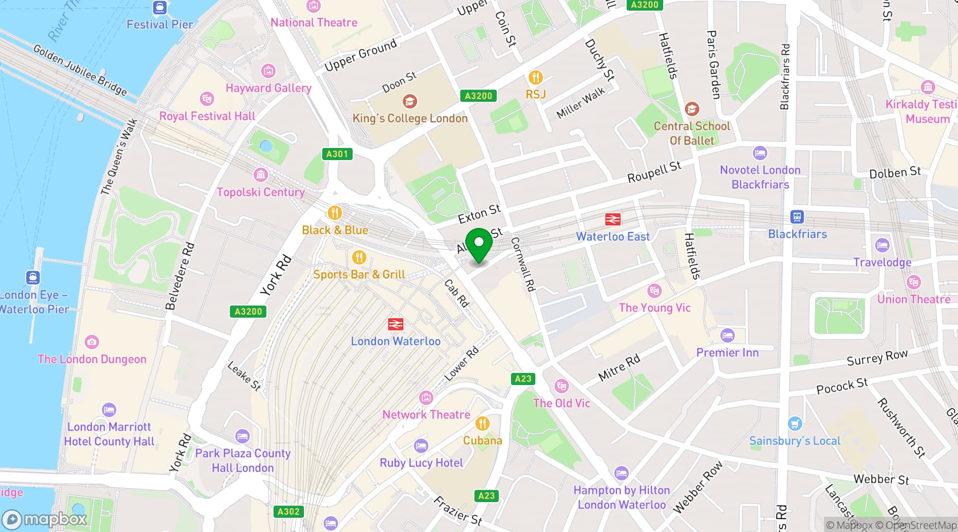 Map showing Auberge London