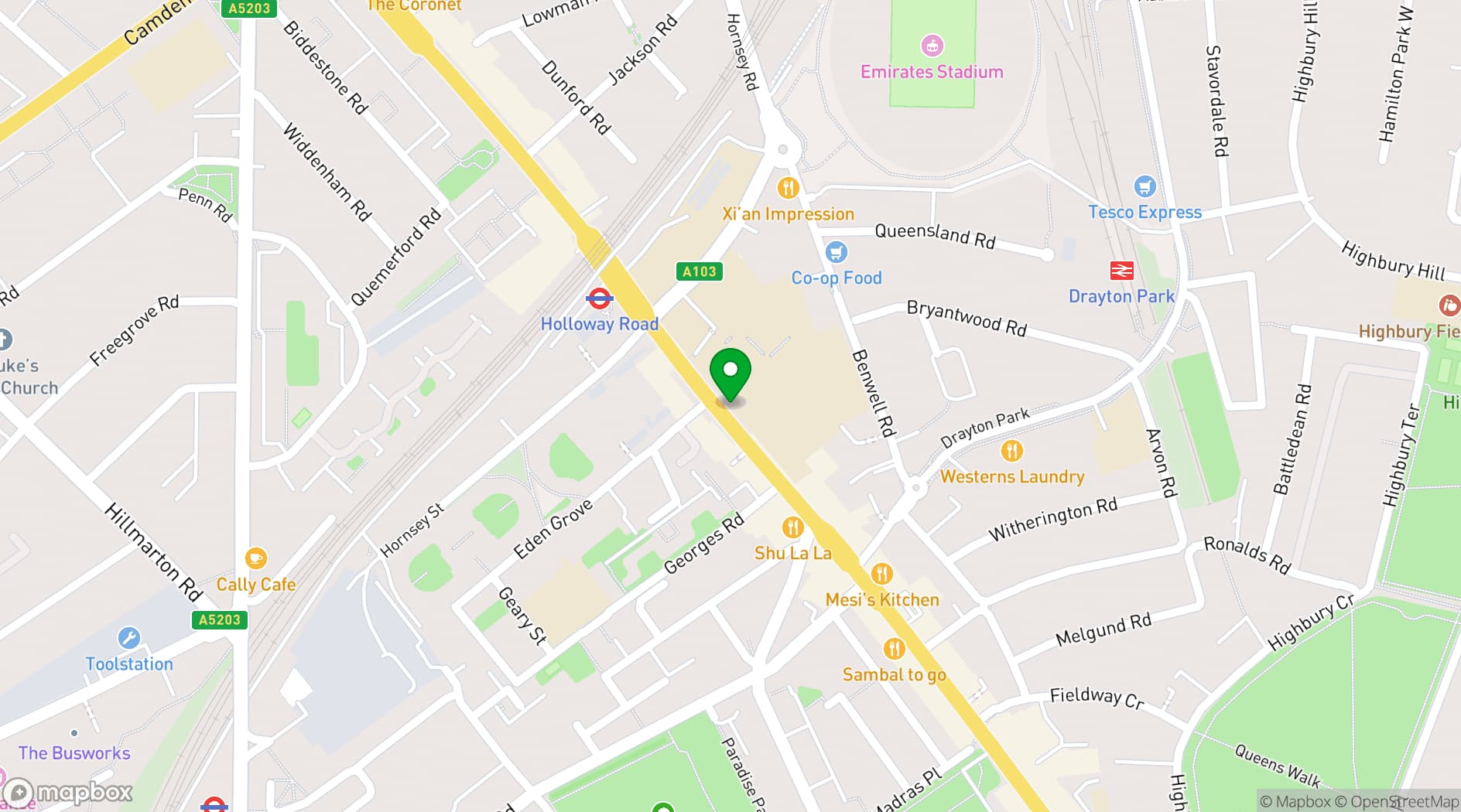 Map showing London Metropolitan University