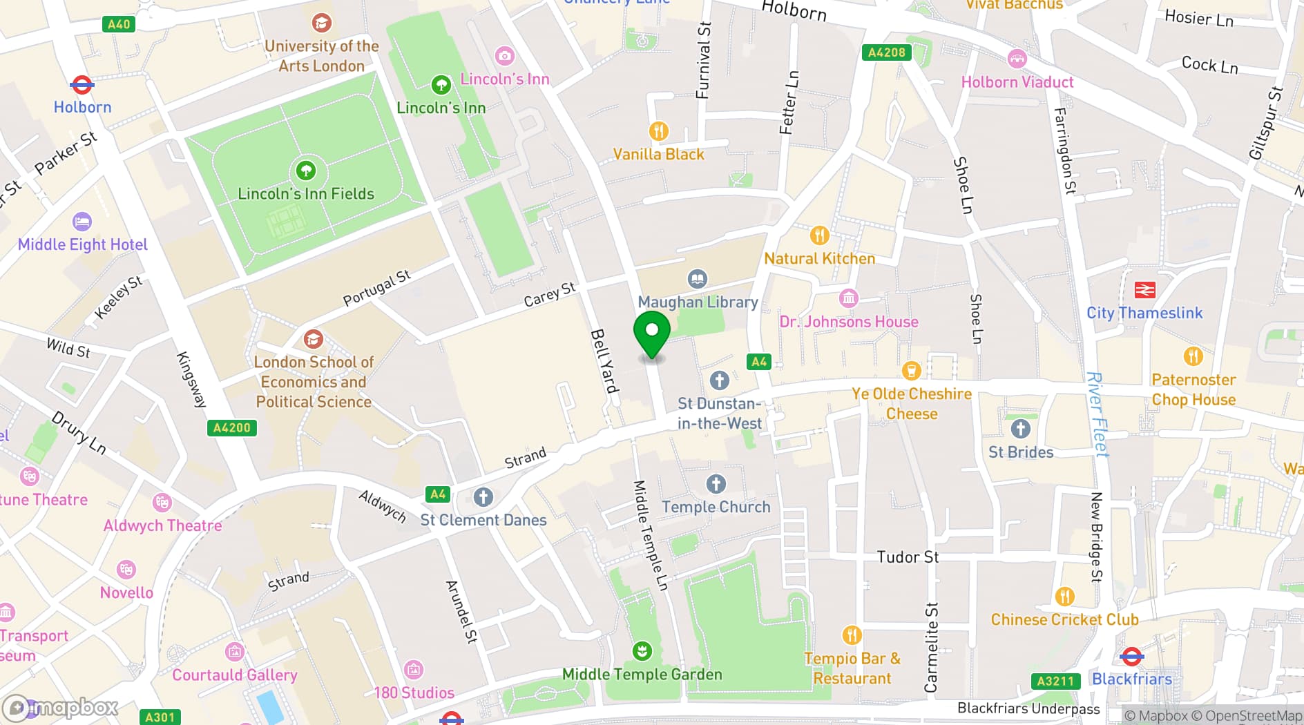 Map showing Brasserie Blanc Chancery Lane