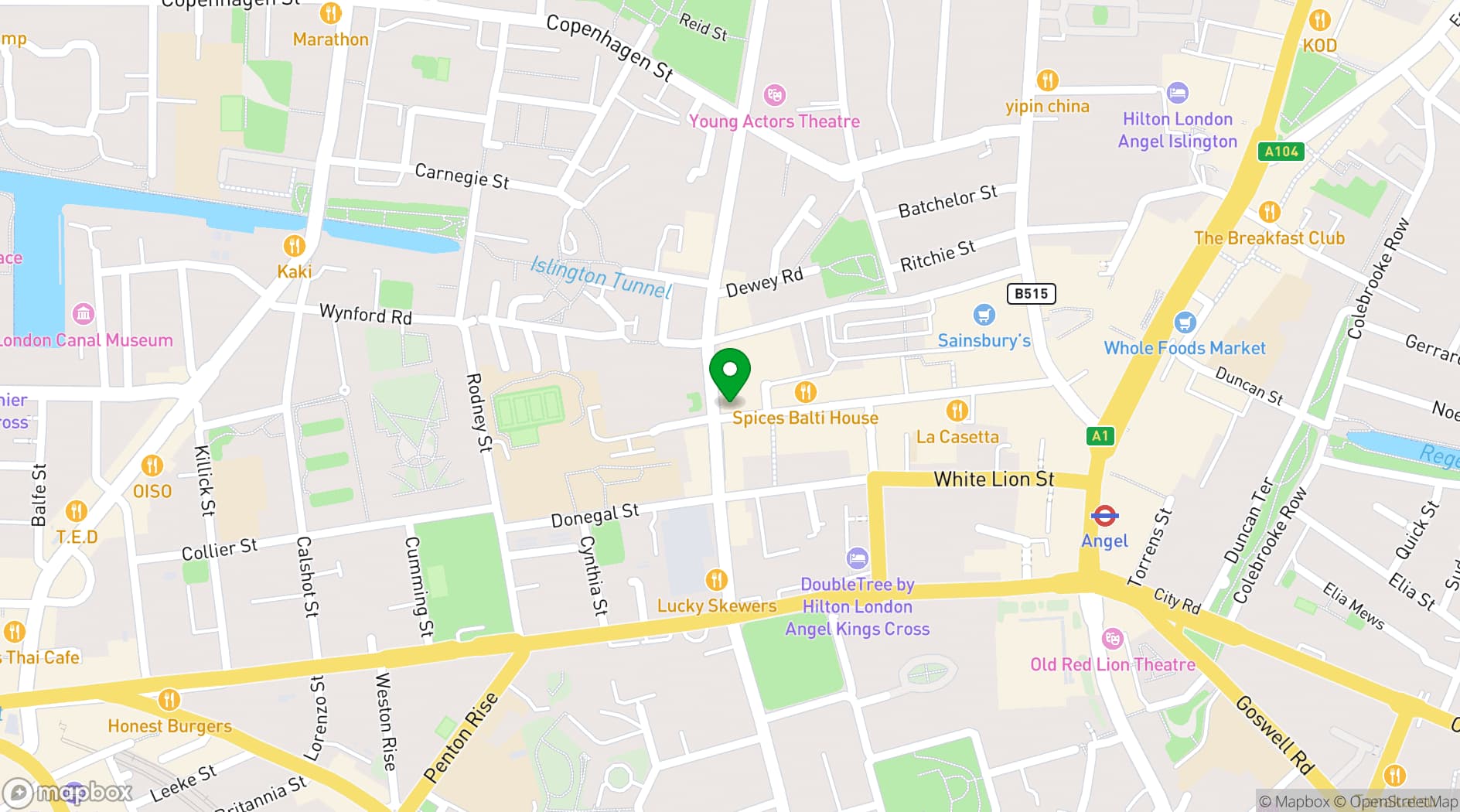 Map showing The Chapel Market Tavern