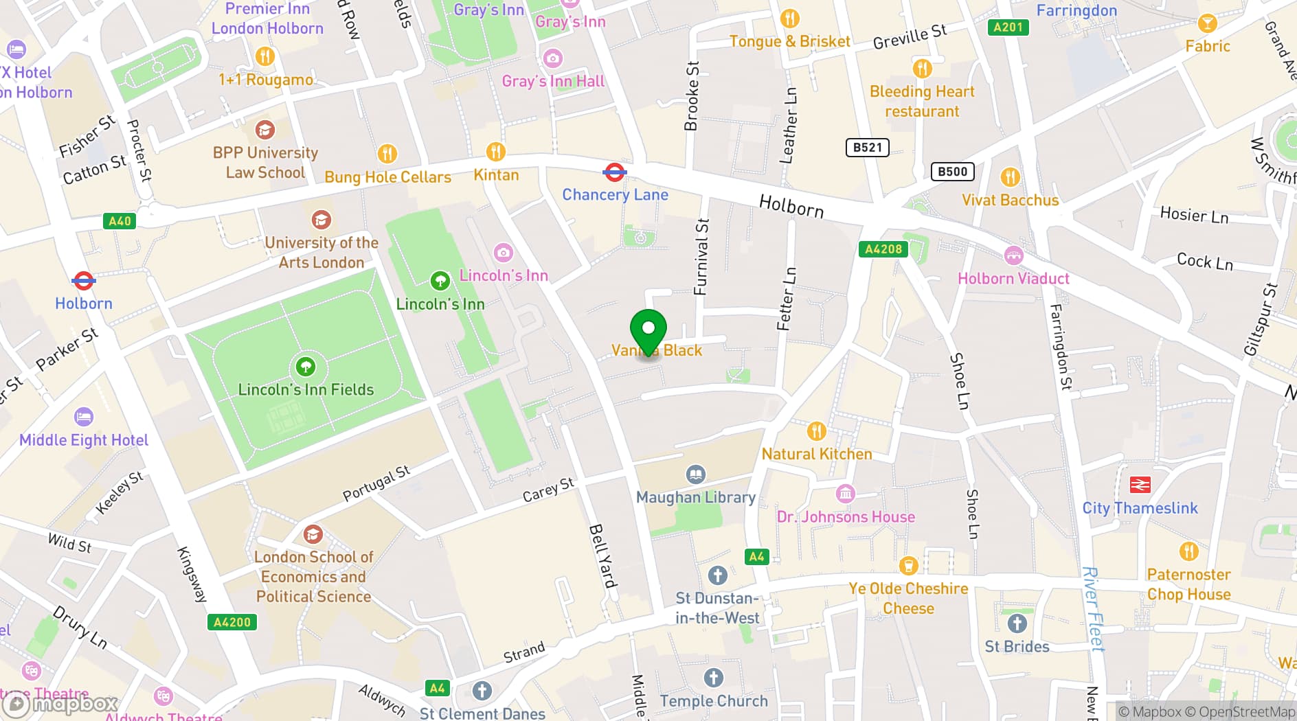 Map showing Shutters Chancery