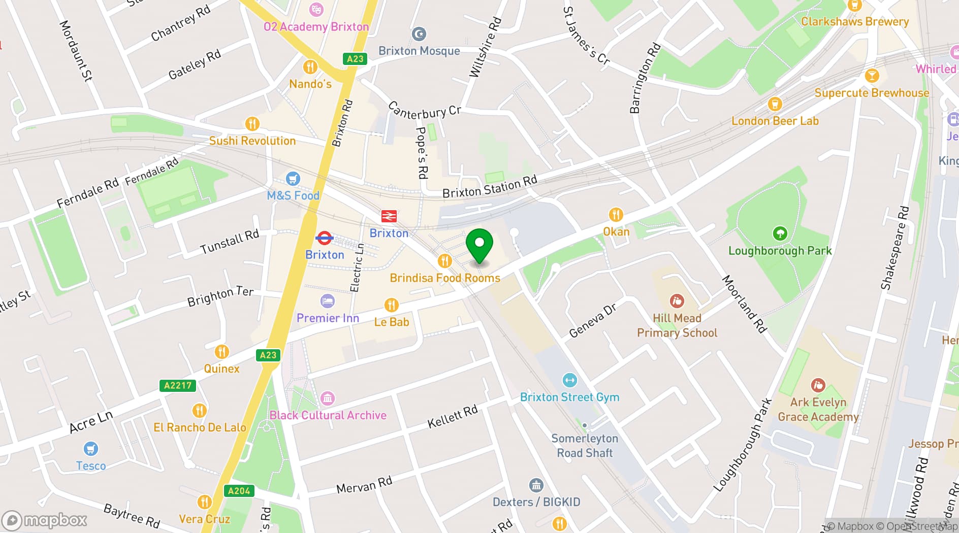 Map showing Taproom by Brixton Village