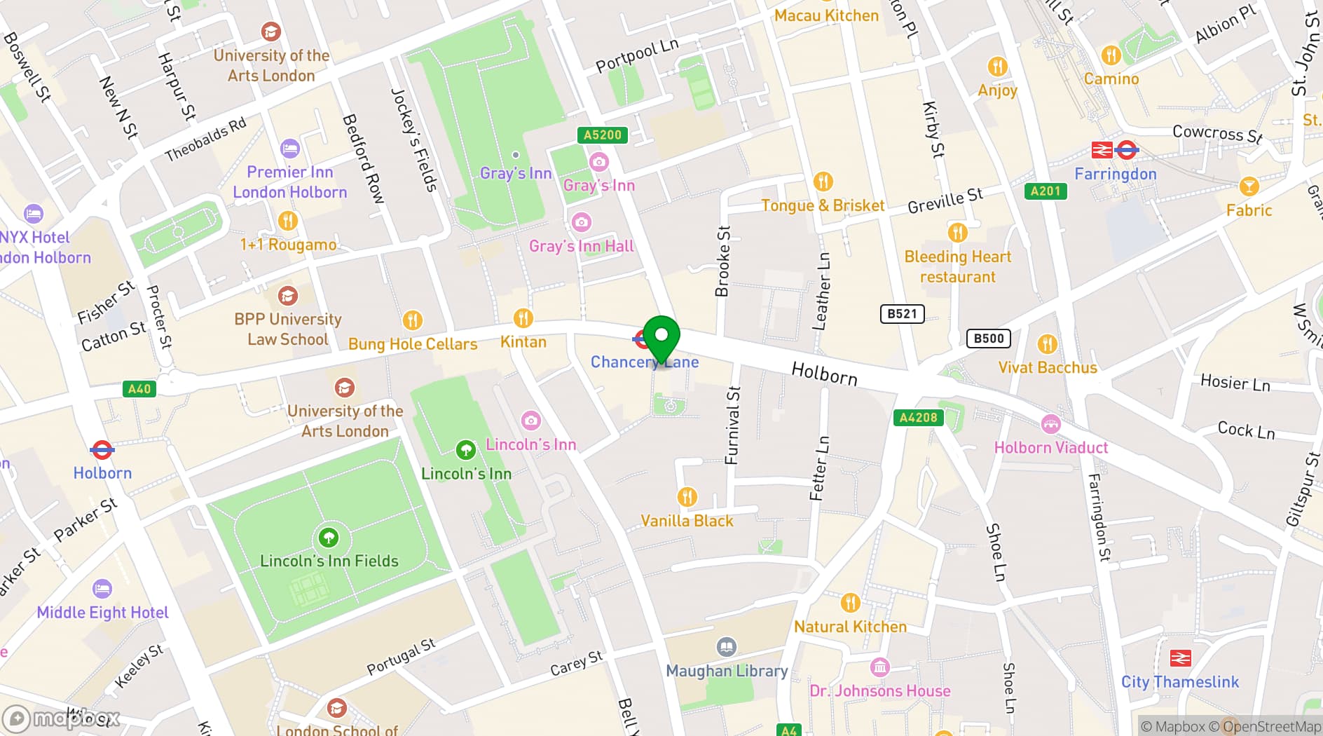 Map showing BSC Central London