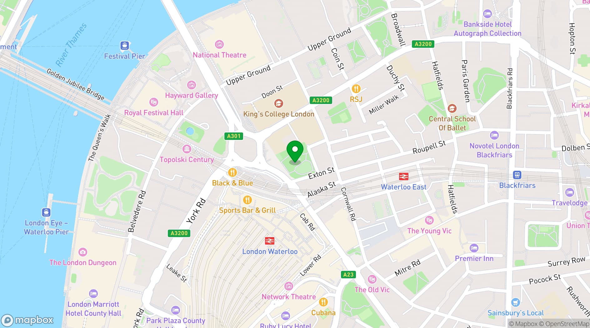 Map showing St John's Church Waterloo