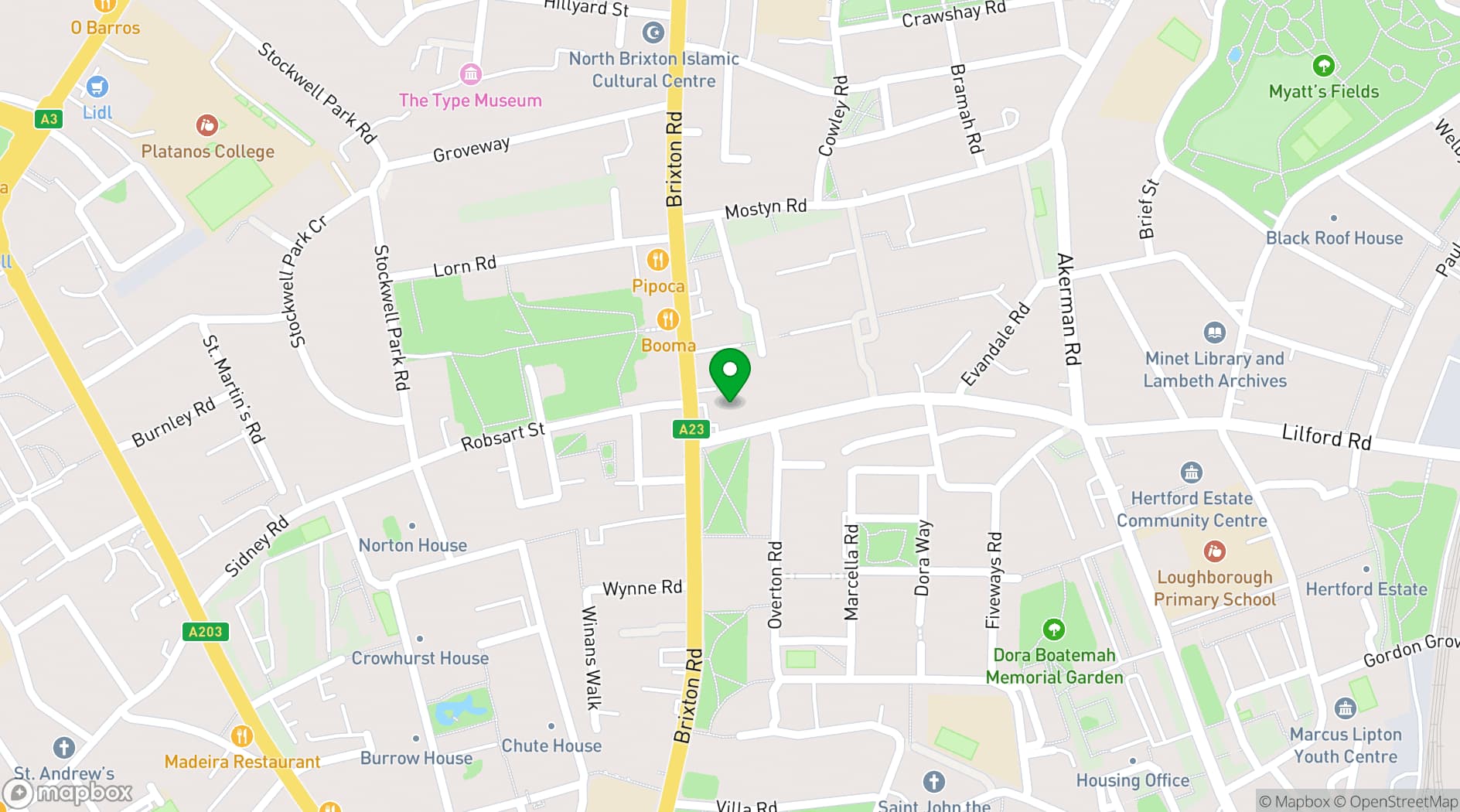 Map showing Brixton Jamm