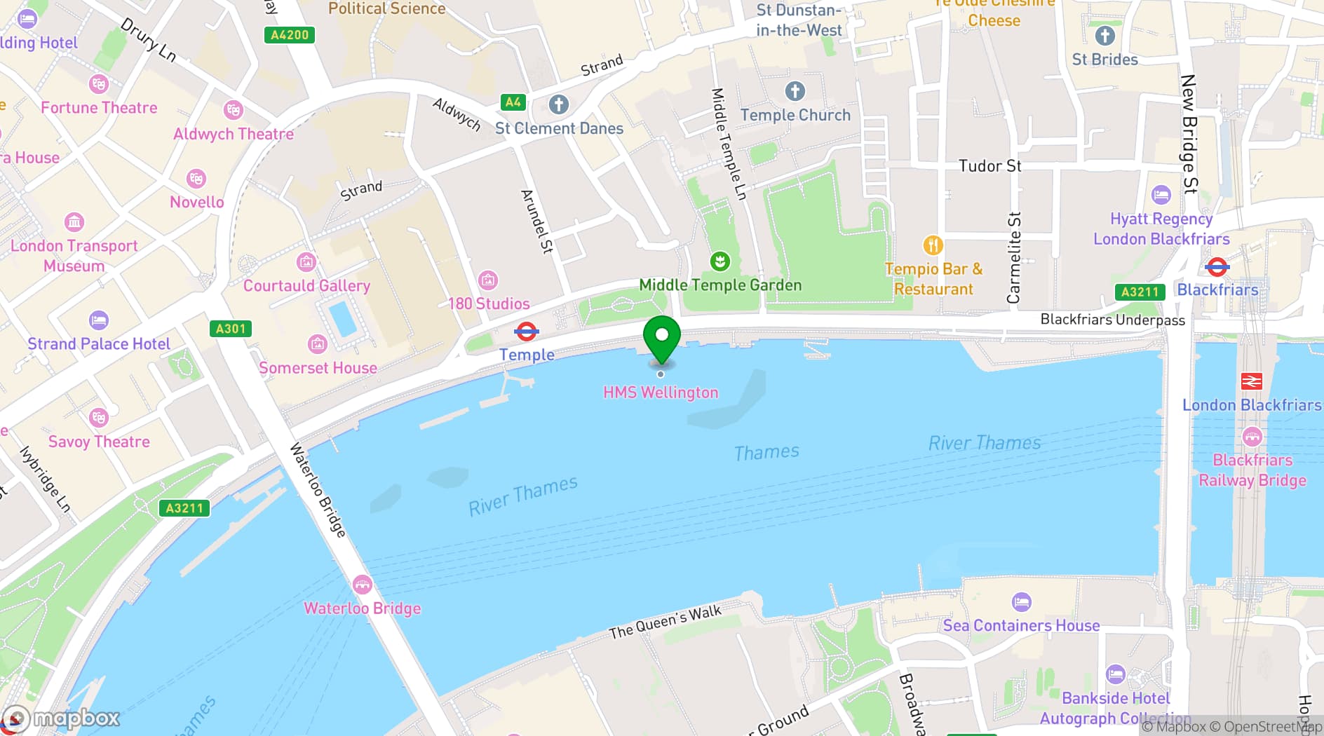Map showing HMS Wellington
