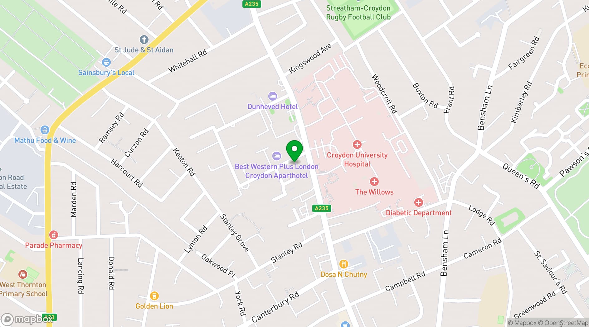 Map showing Croydon Mosque & Islamic Centre