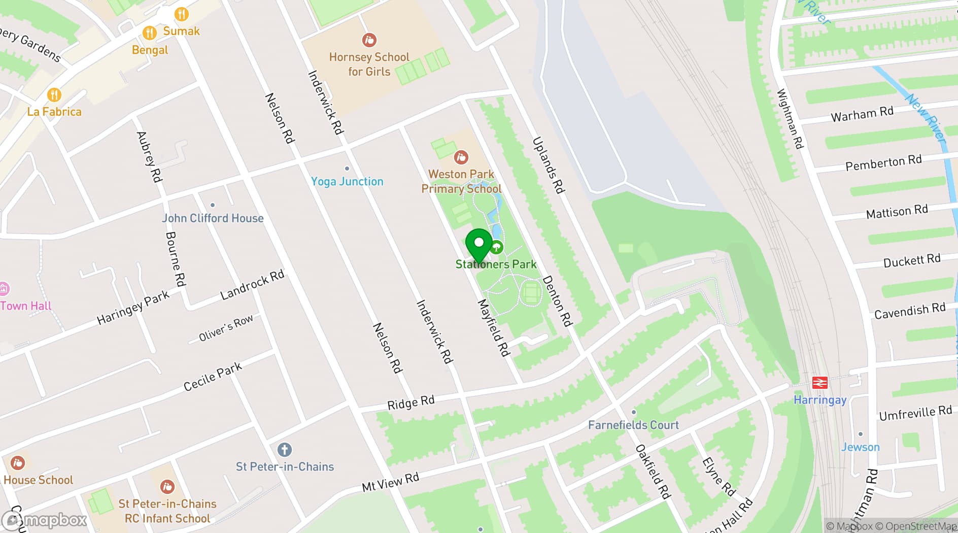 Map showing Hornsey Vale Community Centre