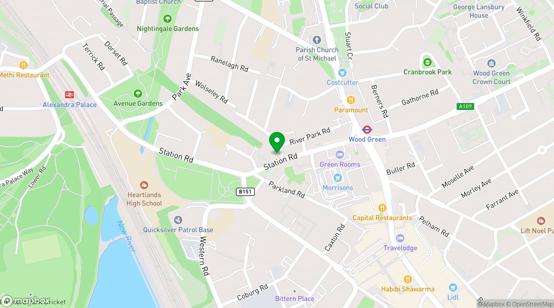 Map showing Clockwise Wood Green