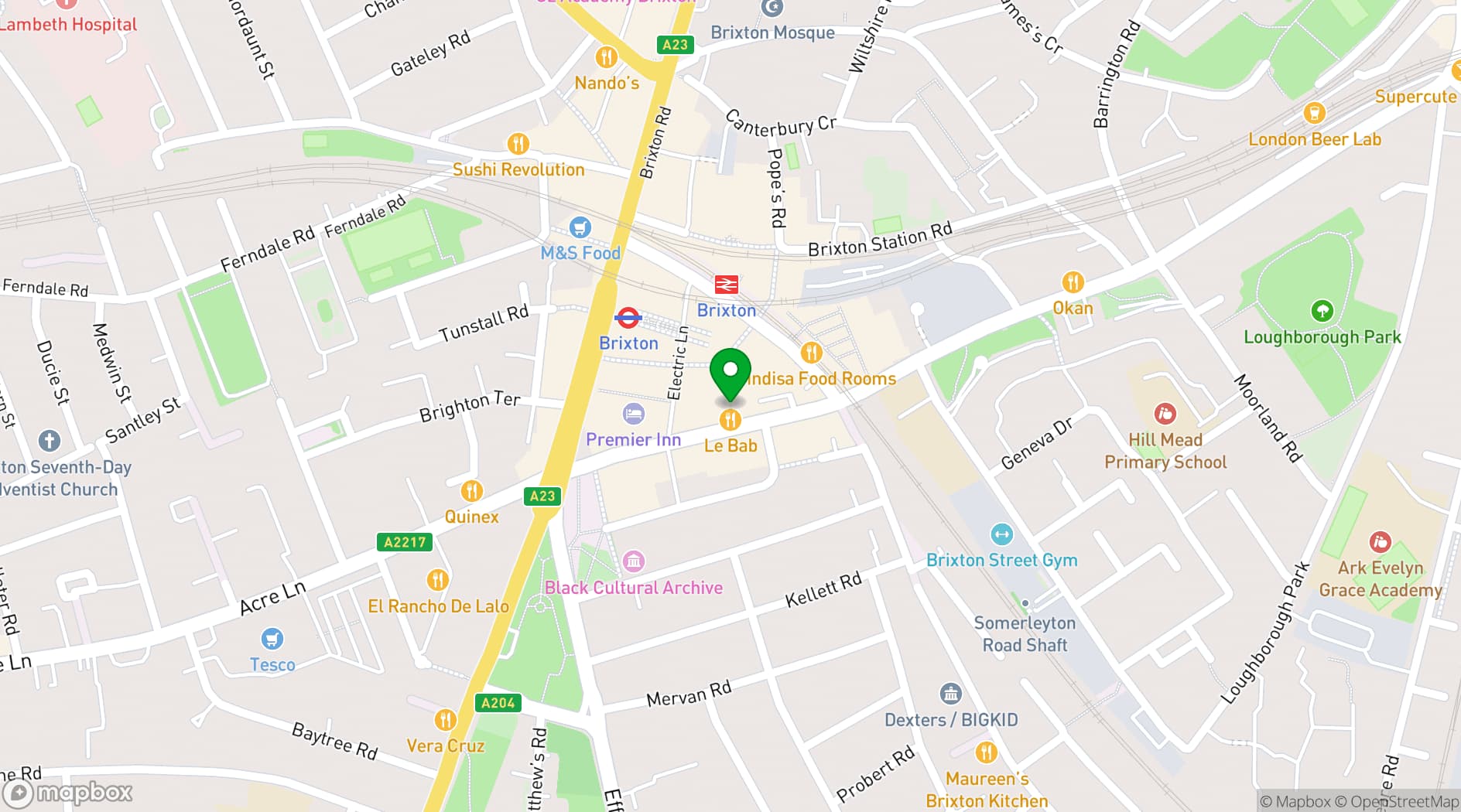 Map showing Arepa & Co - Brixton