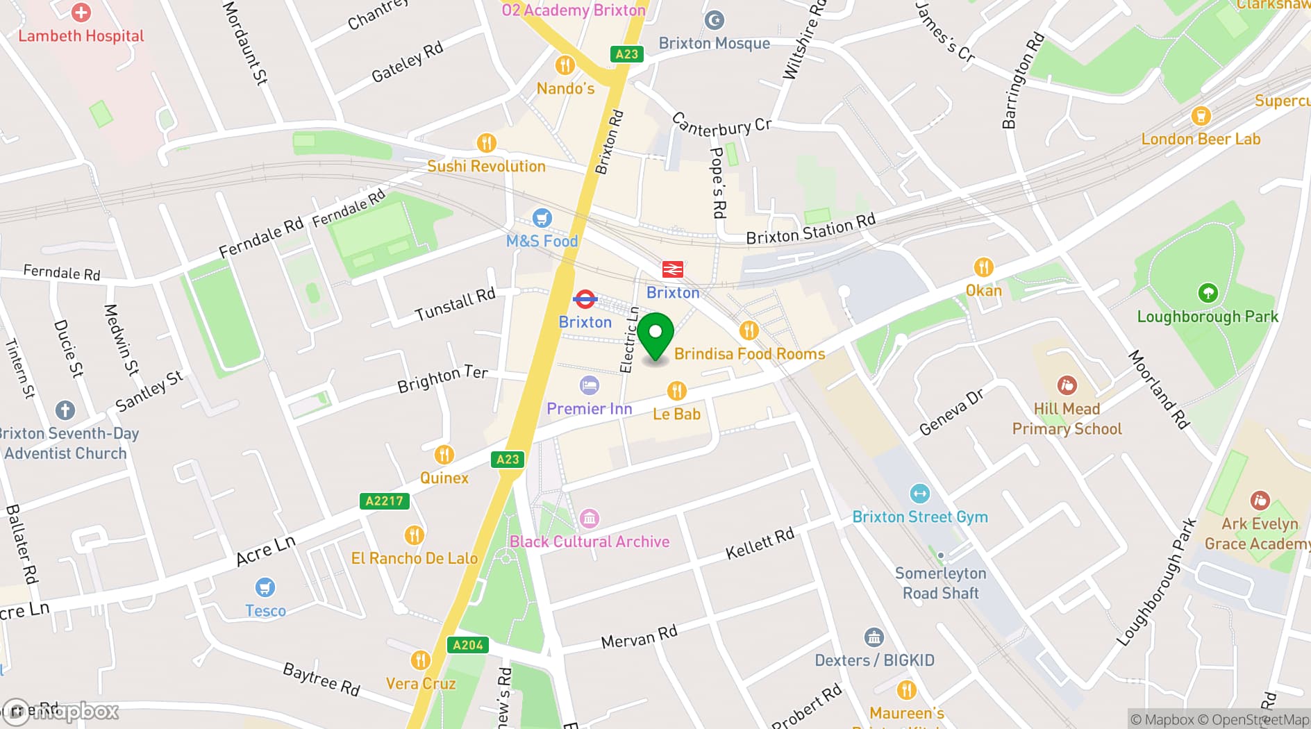 Map showing Hacha Brixton