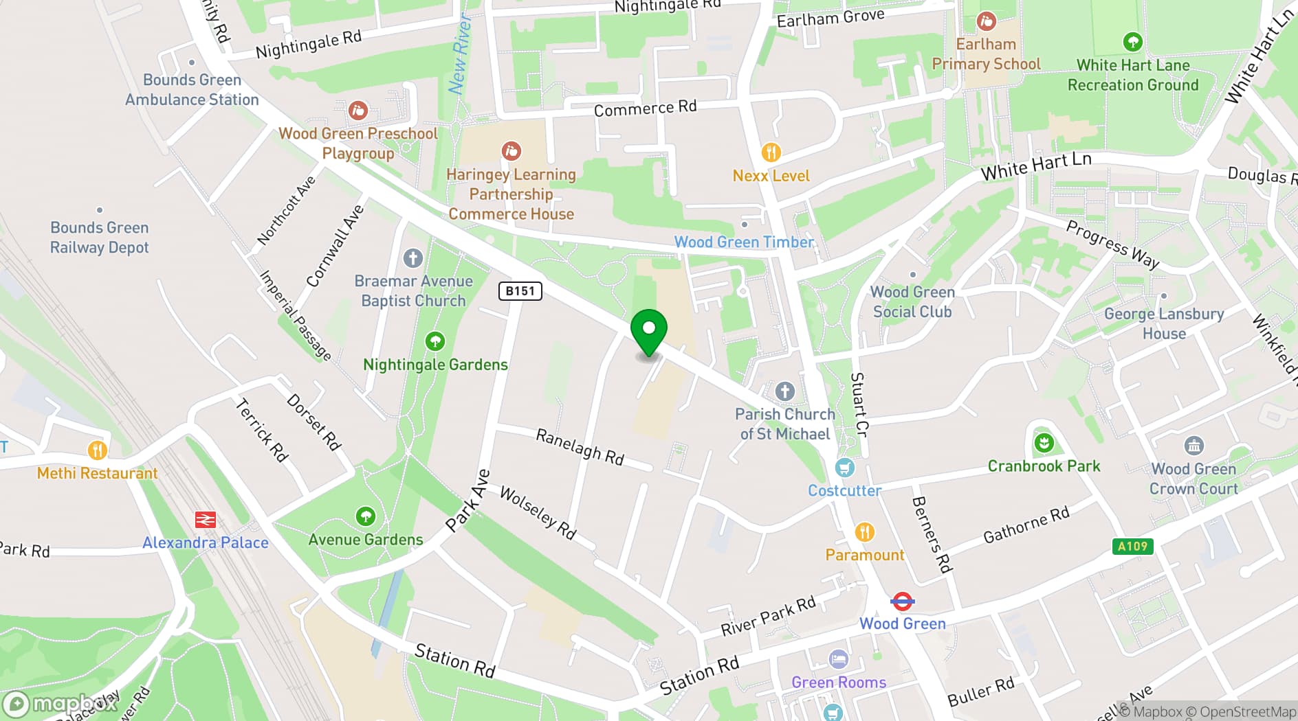 Map showing St Michael's Church Halls
