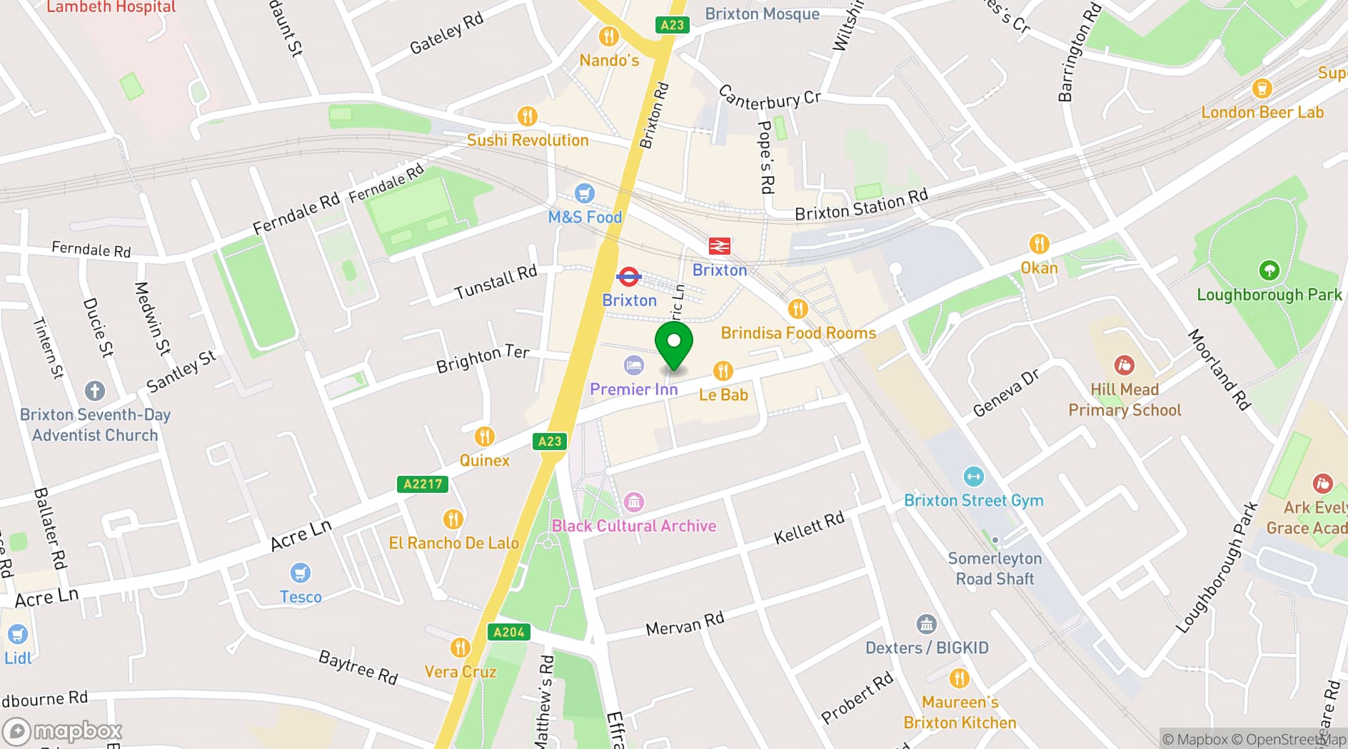 Map showing Impact Brixton