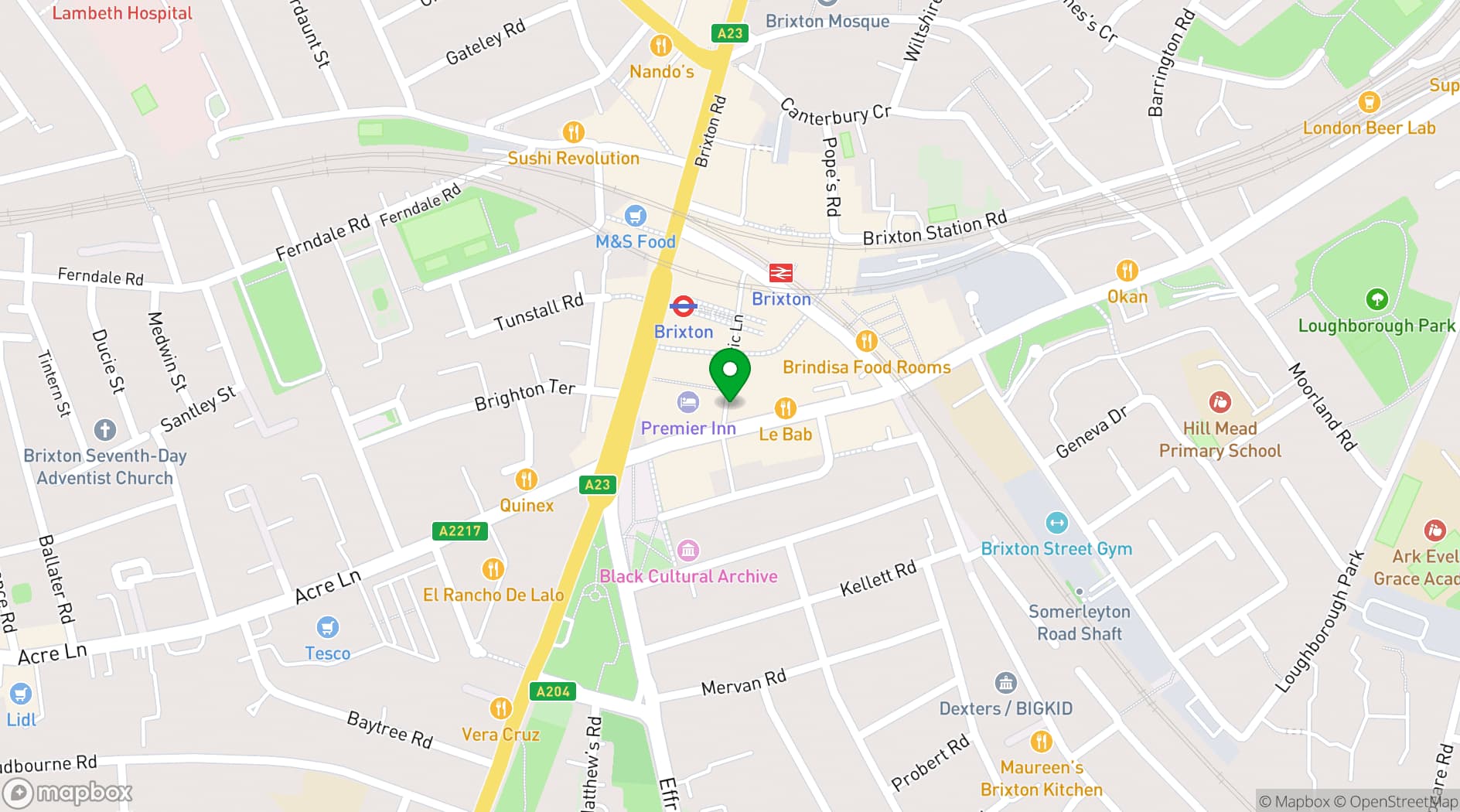 Map showing Impact Brixton