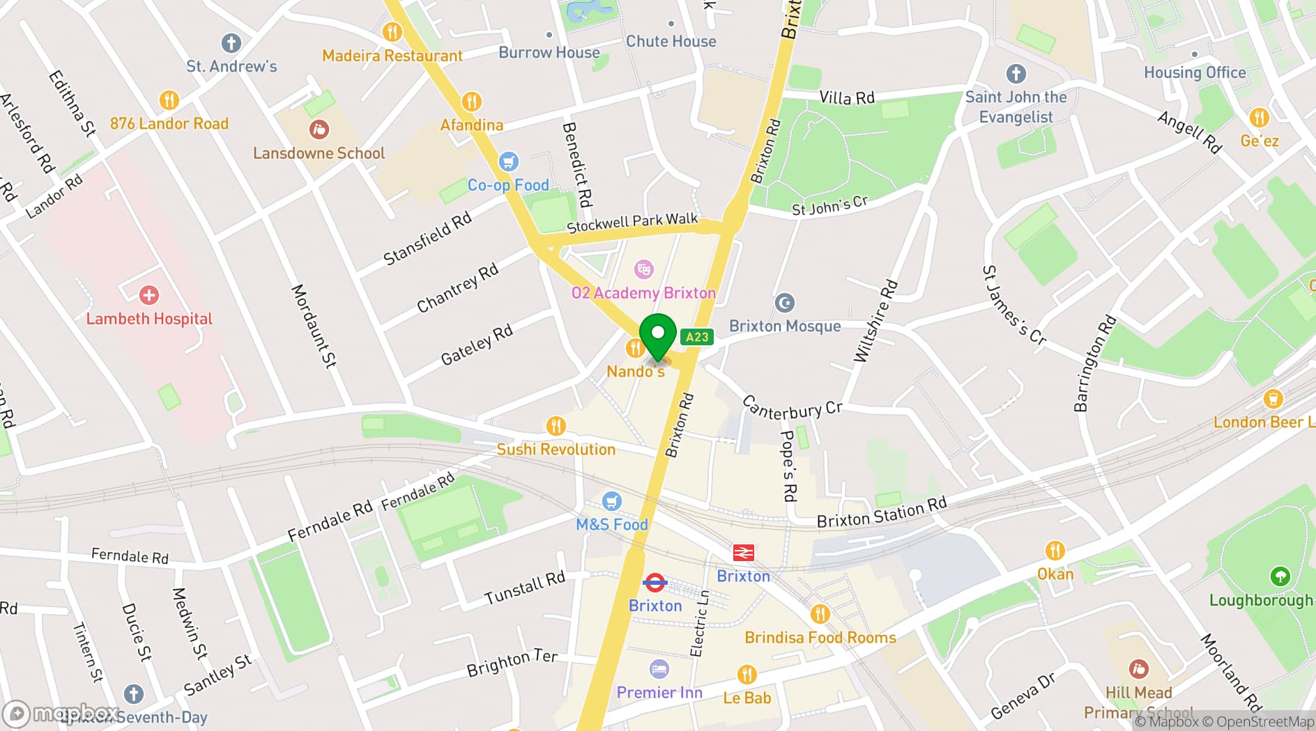 Map showing ASC Studios Stockwell Road
