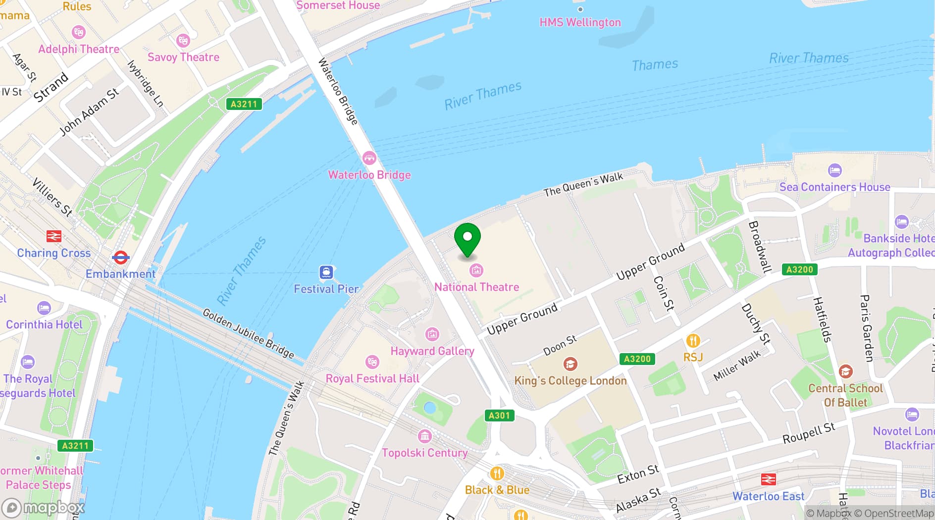 Map showing Forza Wine at the National Theatre