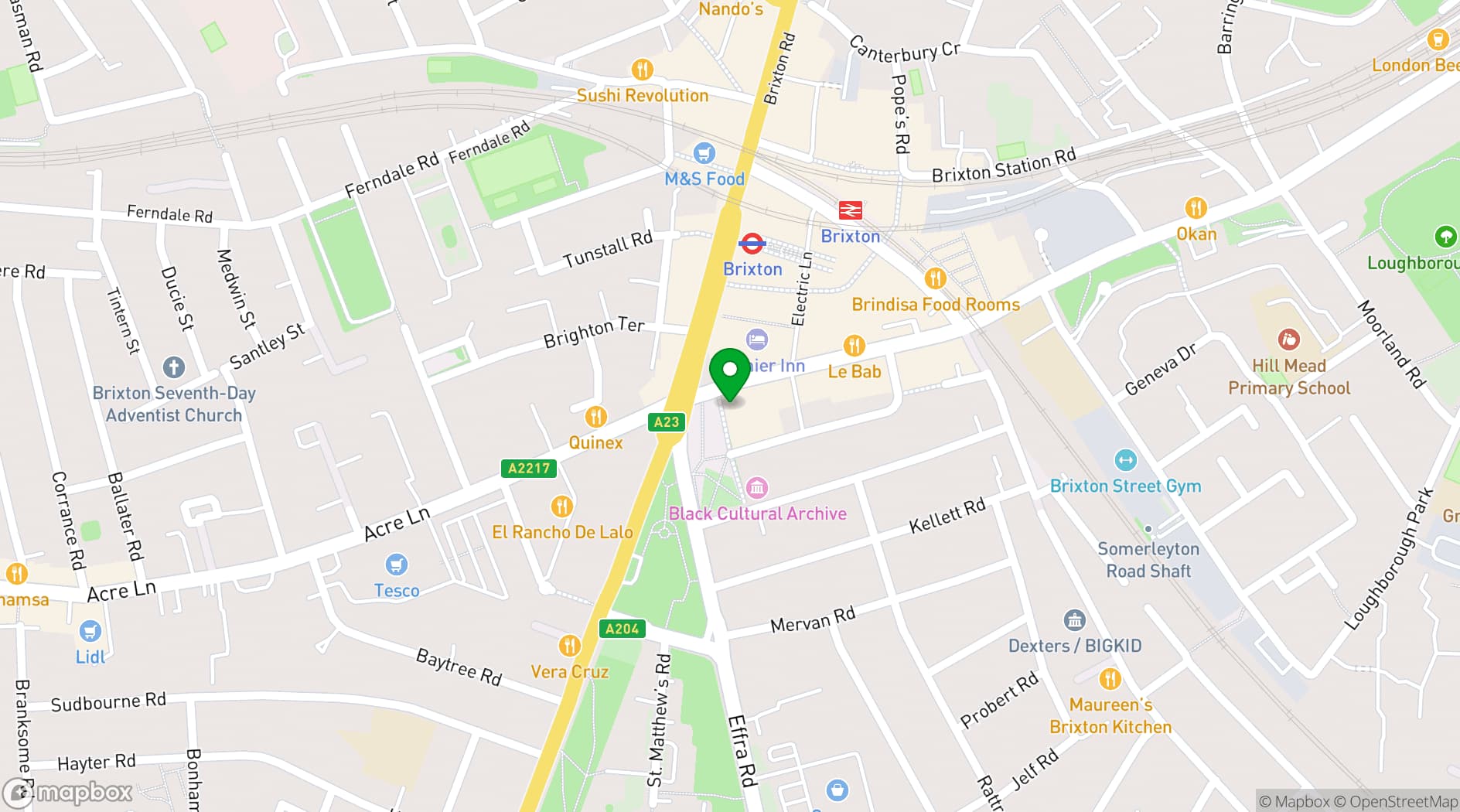 Map showing The Ritzy