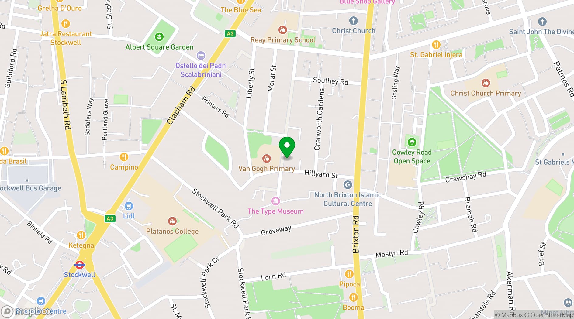 Map showing Van Gogh House
