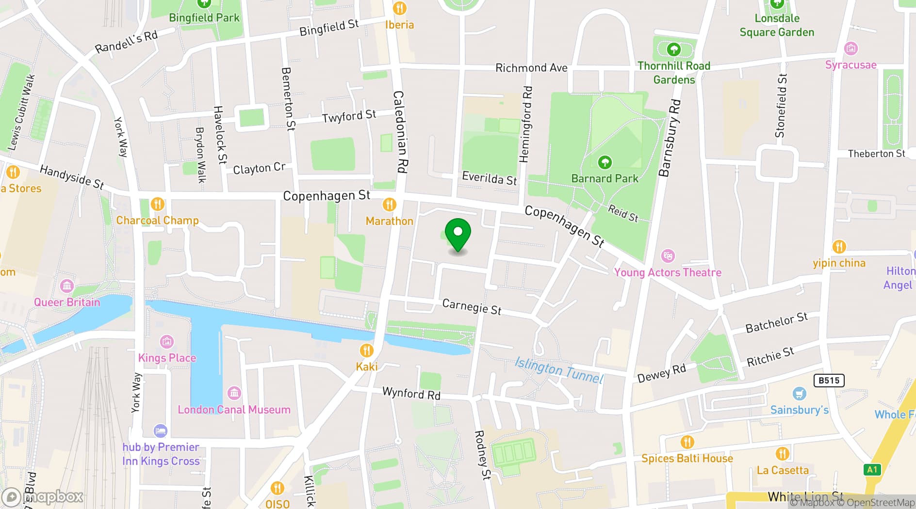 Map showing Barnsbury Community Centre