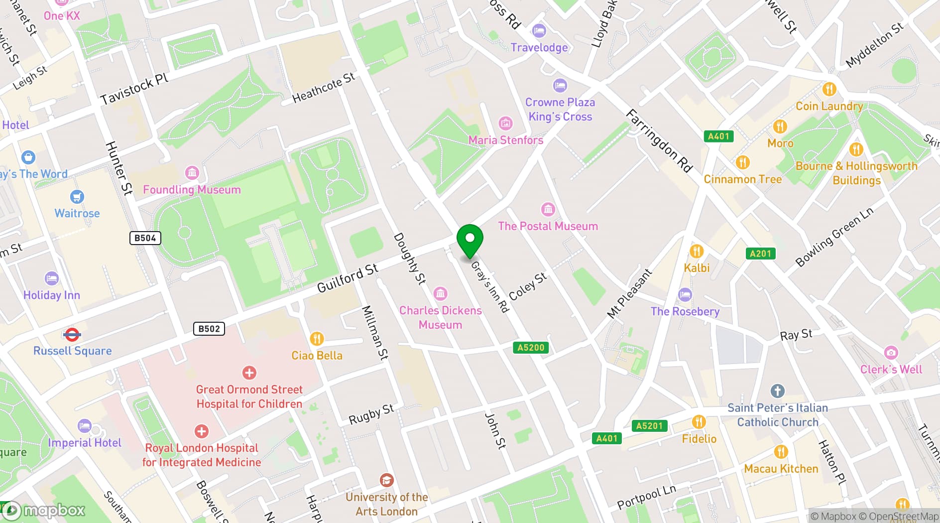 Map showing The Blue Lion