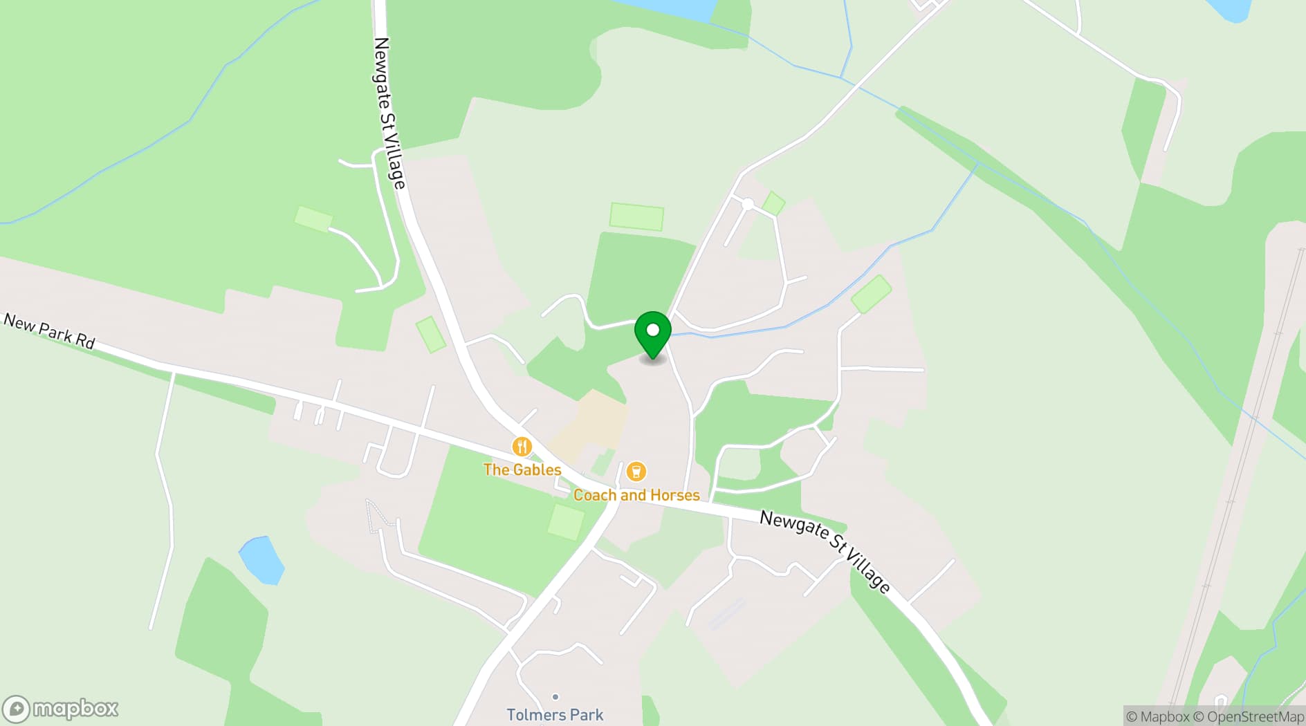 Map showing Ponsbourne Park Hotel