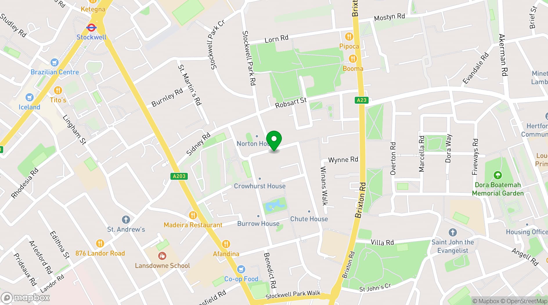 Map showing Stockwell Park Estate Community Trust