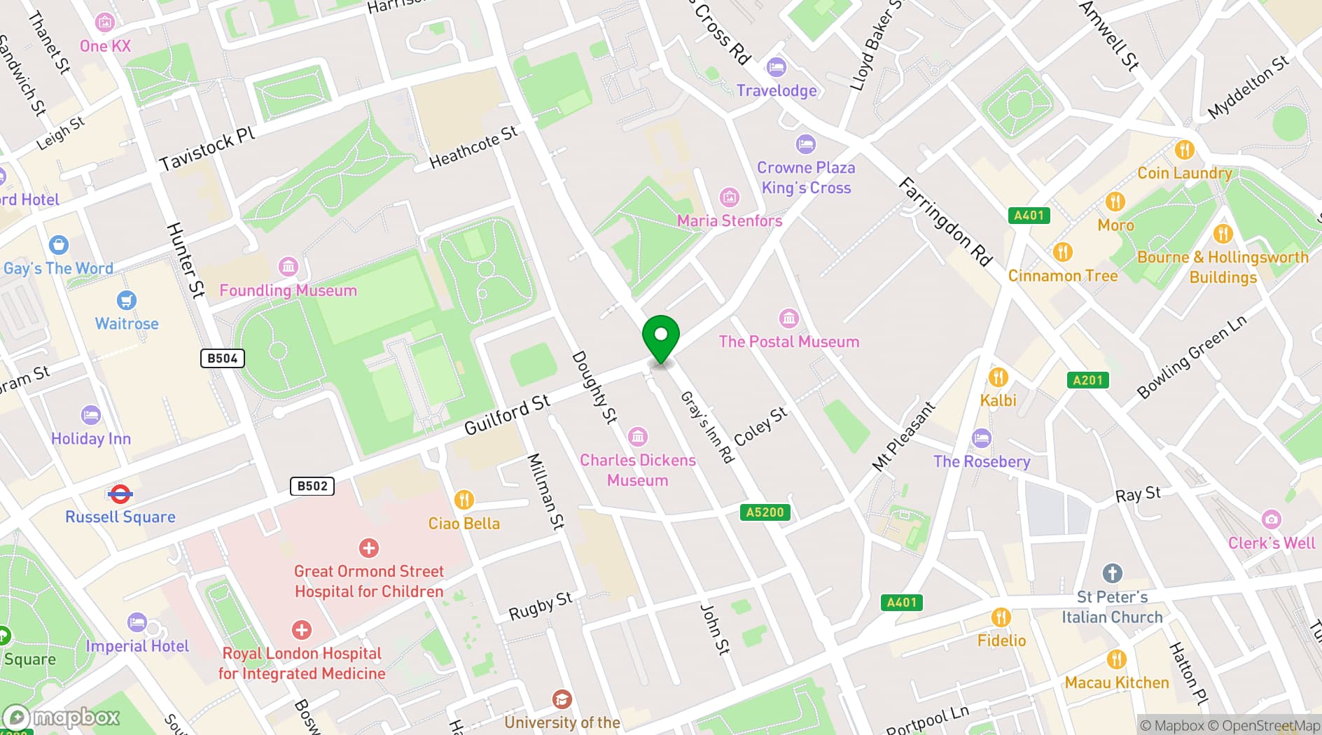 Map showing Peregrine's Pianos