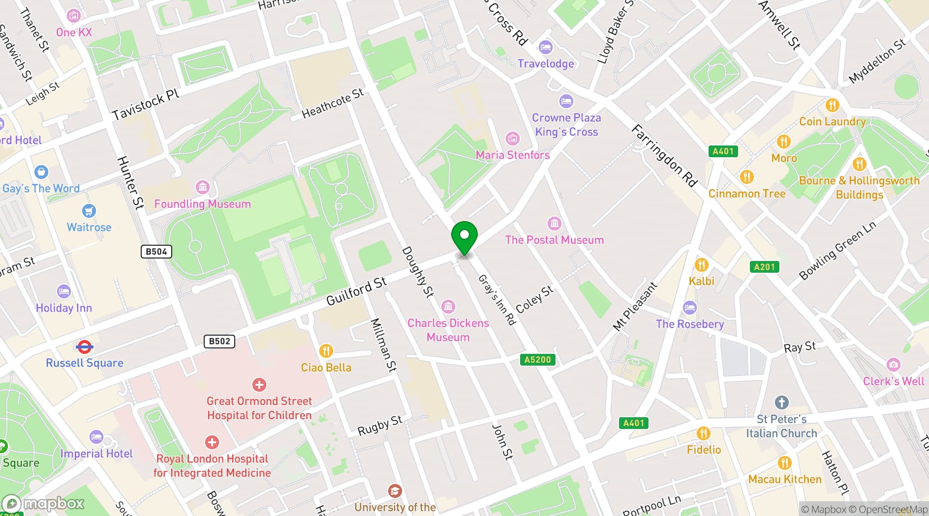 Map showing Peregrine's Pianos
