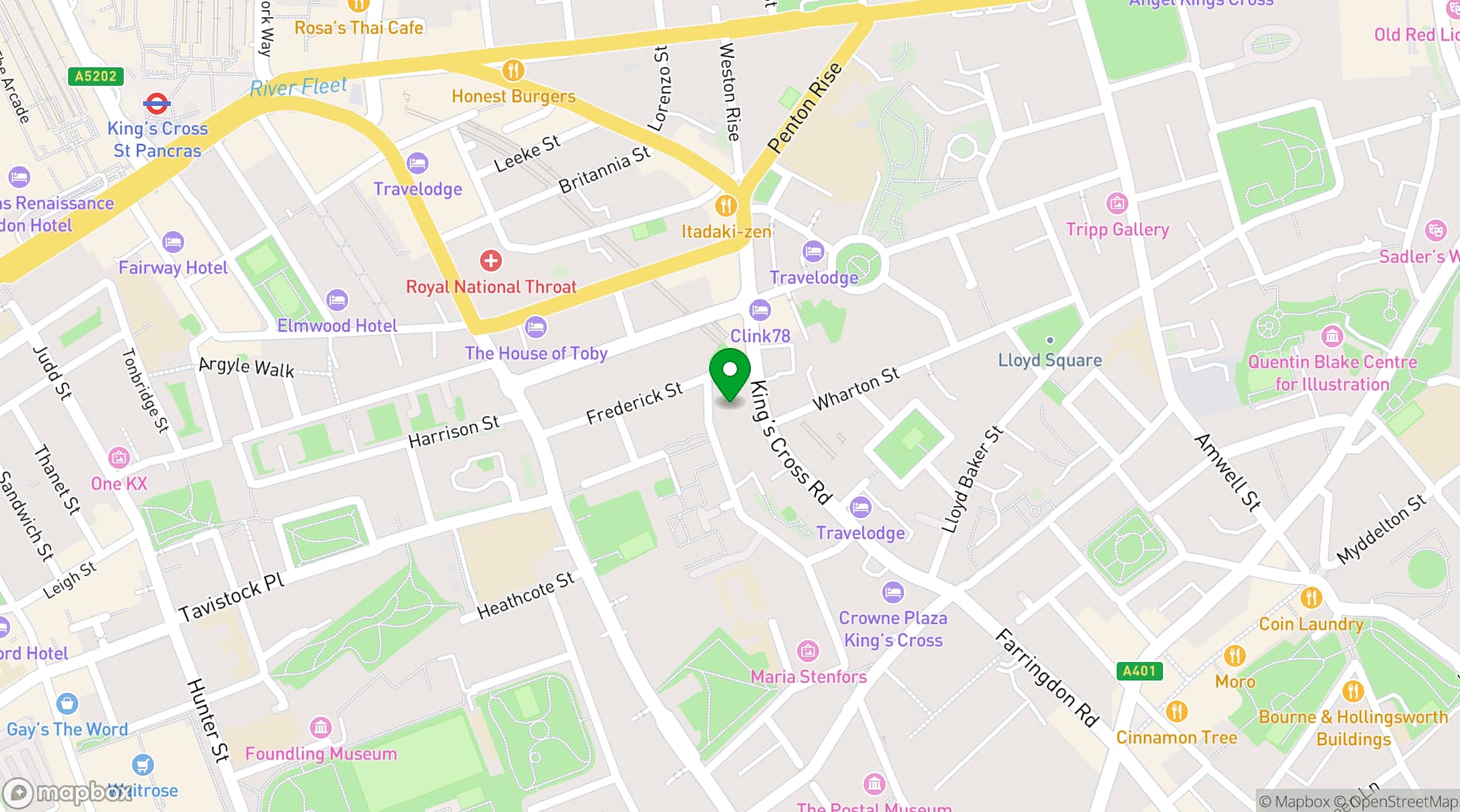 Map showing Launch22 King's Cross