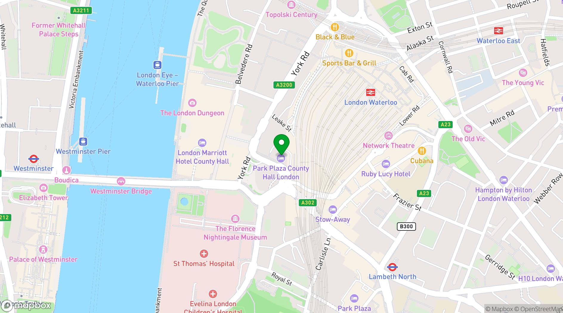 Map showing Park Plaza County Hall