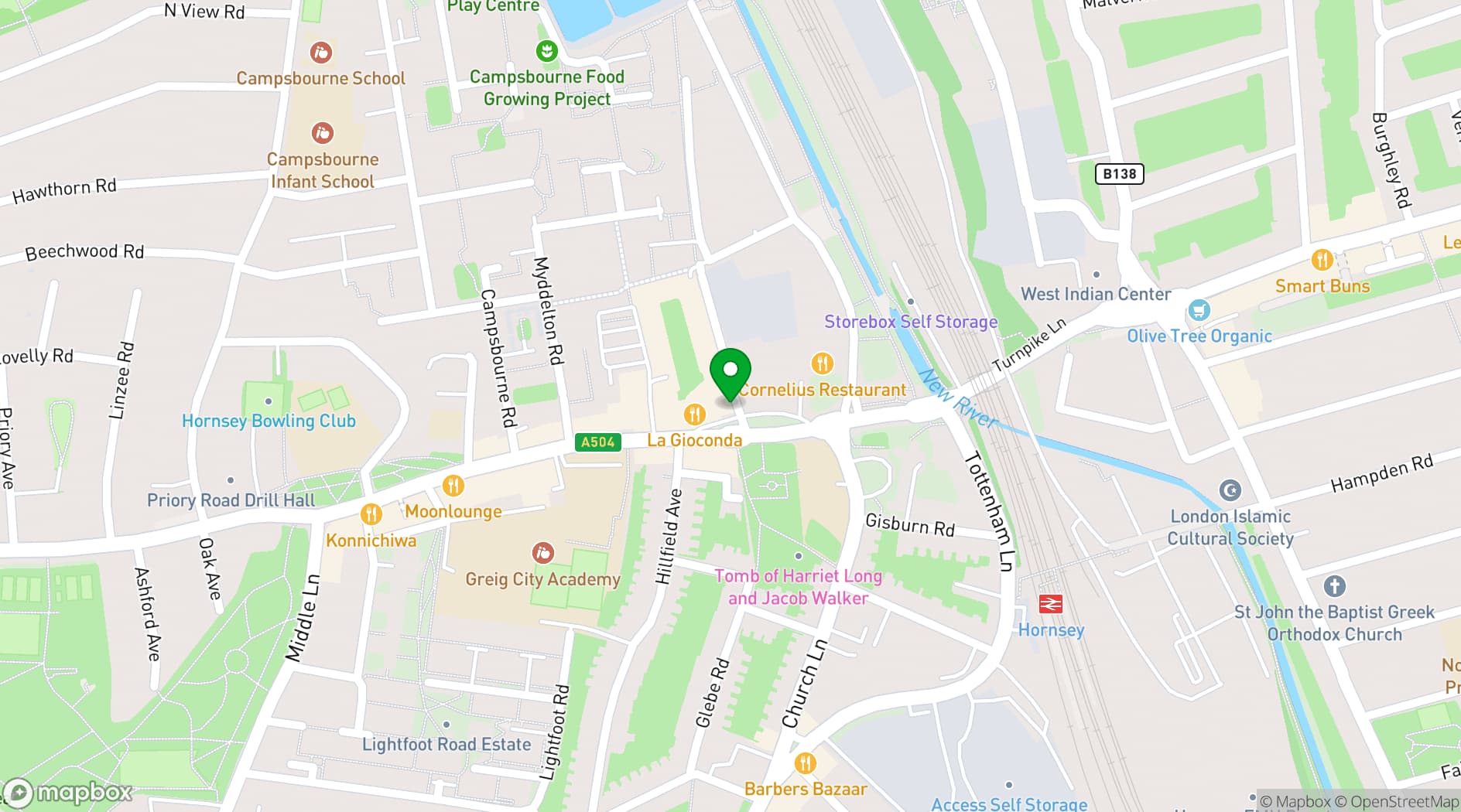 Map showing Great Northern Railway Tavern