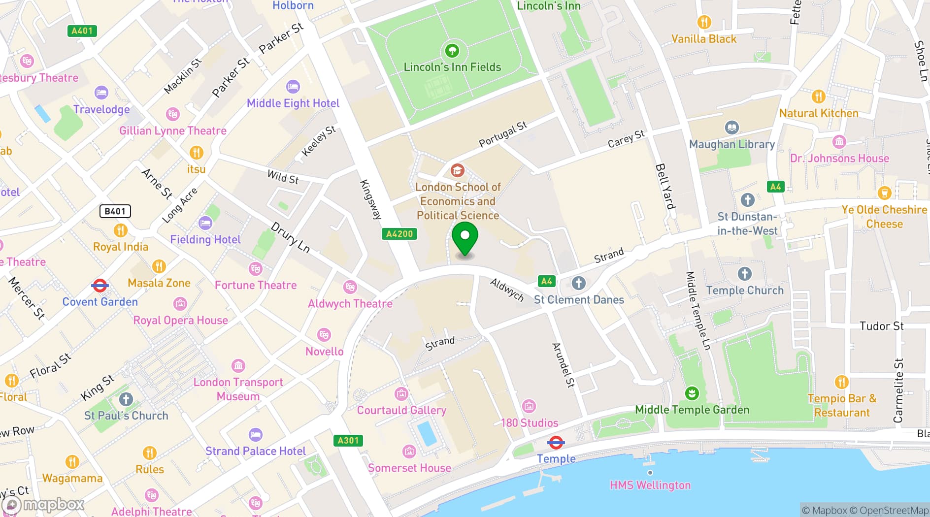 Map showing ROKA Aldwych