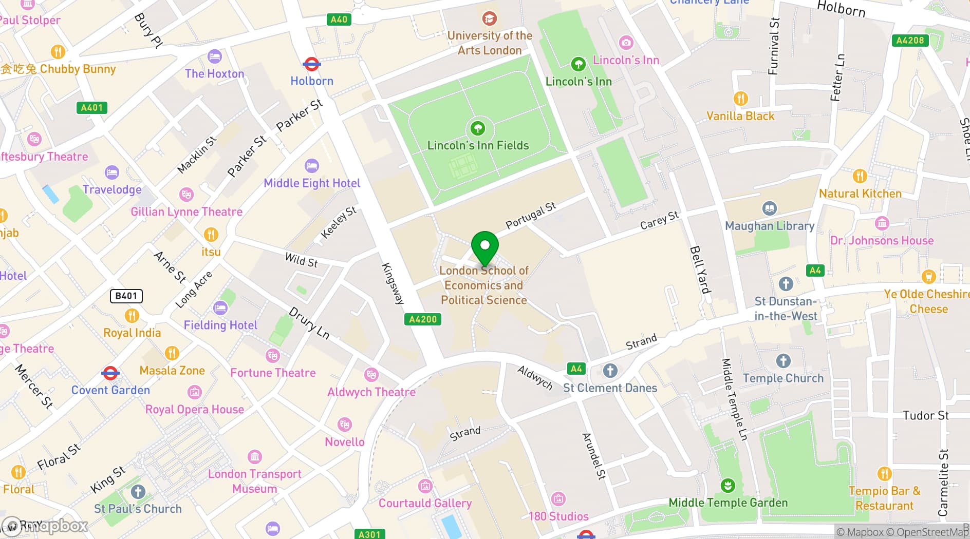 Map showing London School of Economics and Political Science