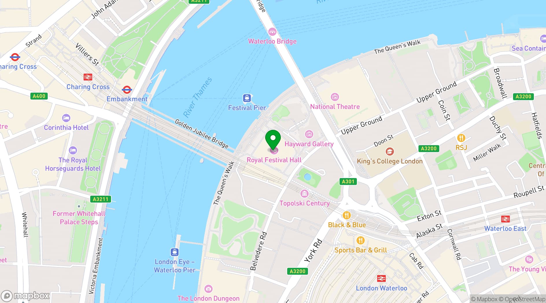 Map showing Las Iguanas Royal Festival Hall 