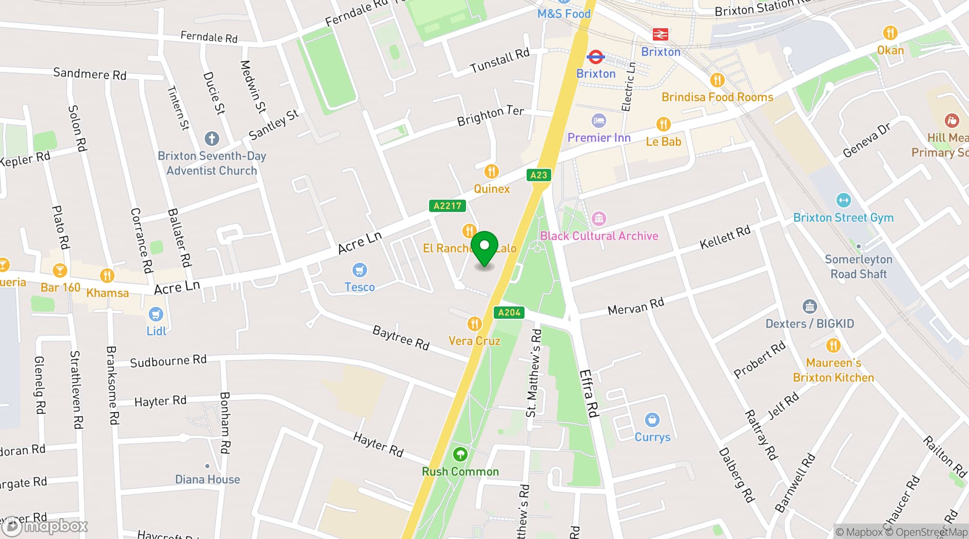 Map showing Electric Brixton
