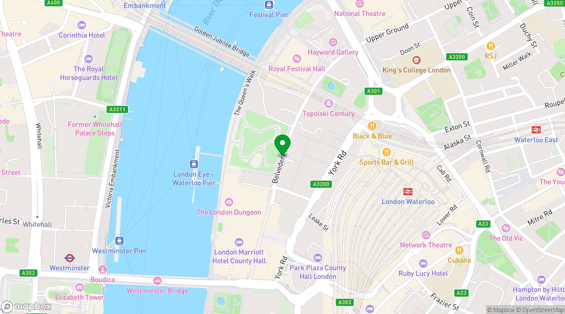 Map showing etc.venues County Hall