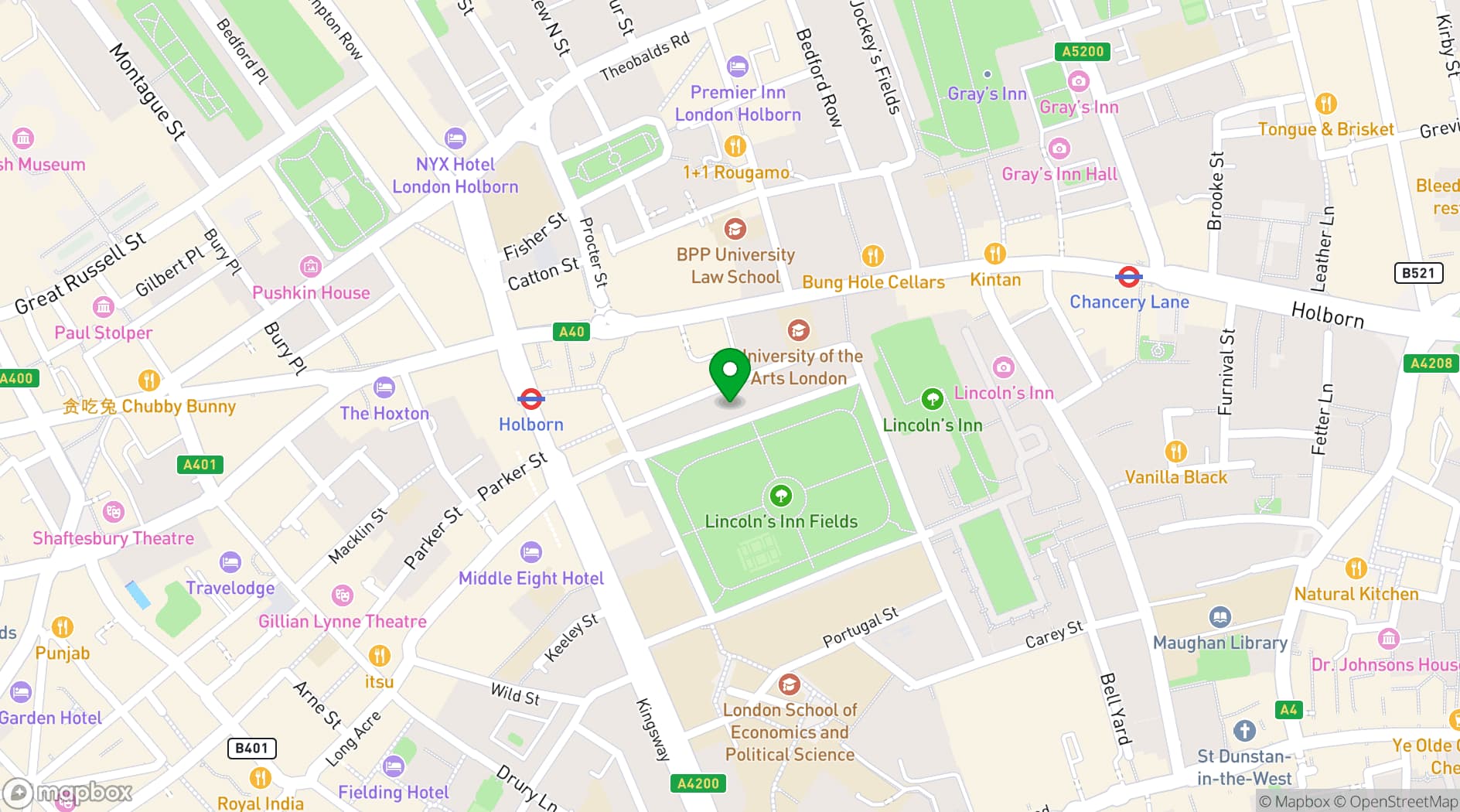 Map showing Sir John Soane's Museum 