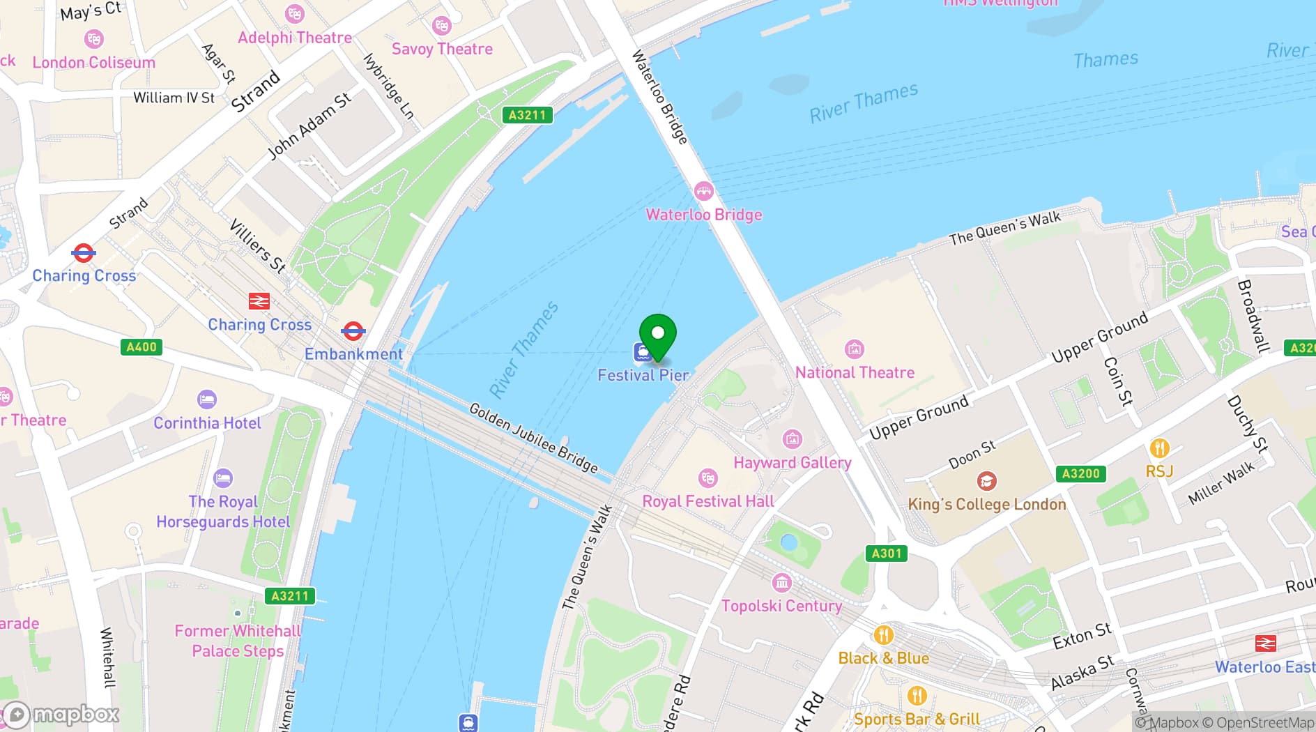 Map showing London Party Boats Ltd