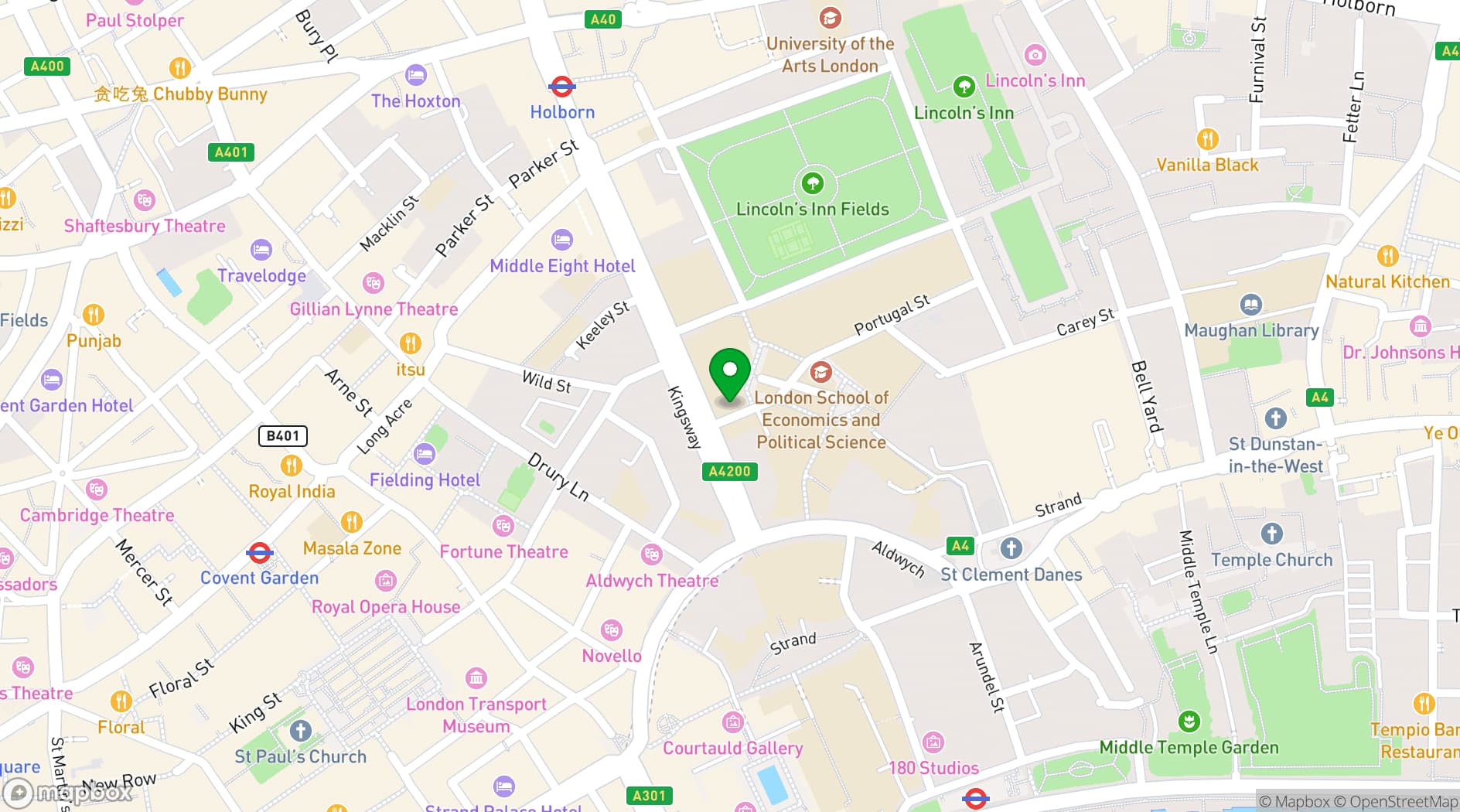 Map showing Peacock Theatre