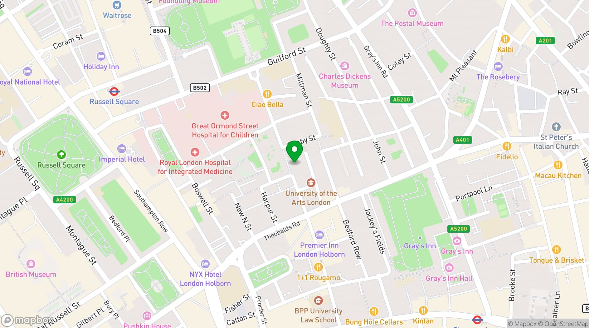 Map showing Holborn House Community Centre