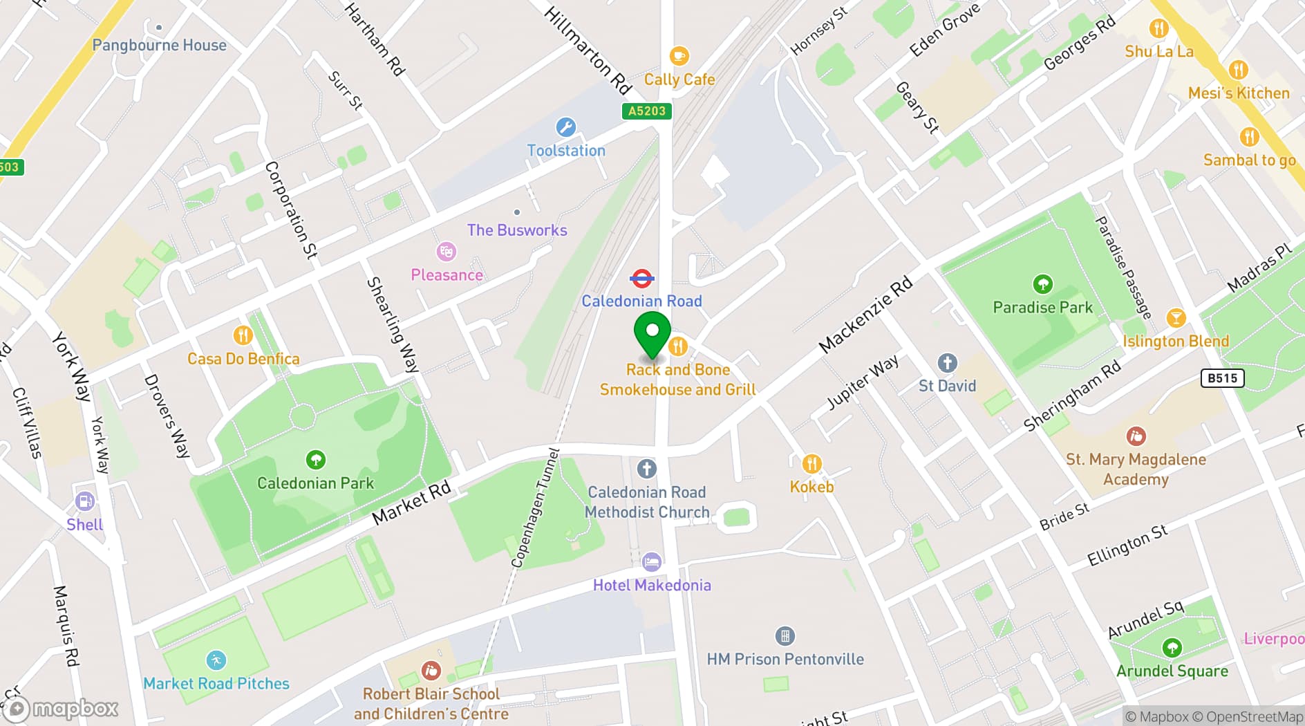 Map showing Saz Cafe