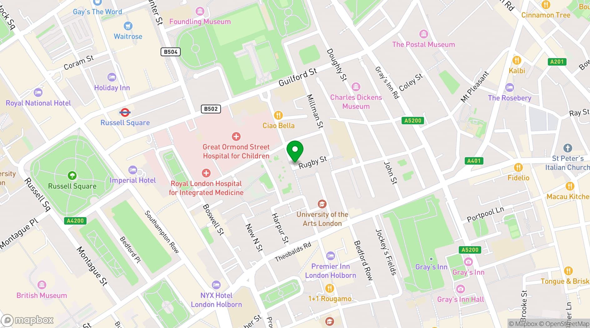 Map showing Honey & Co