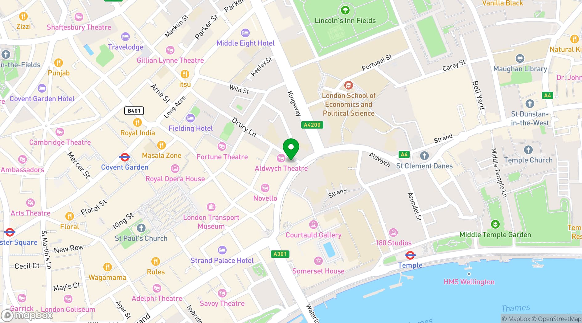 Map showing Aldwych Theatre Auditorium 