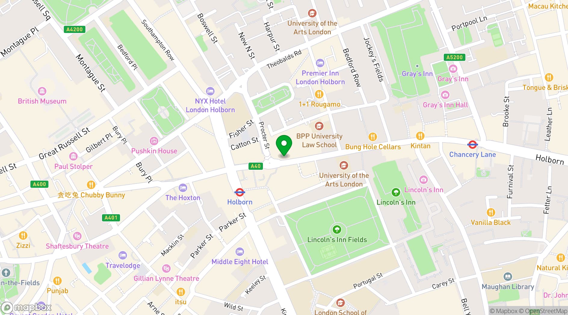 Map showing Citadines Holborn Covent-Garden London