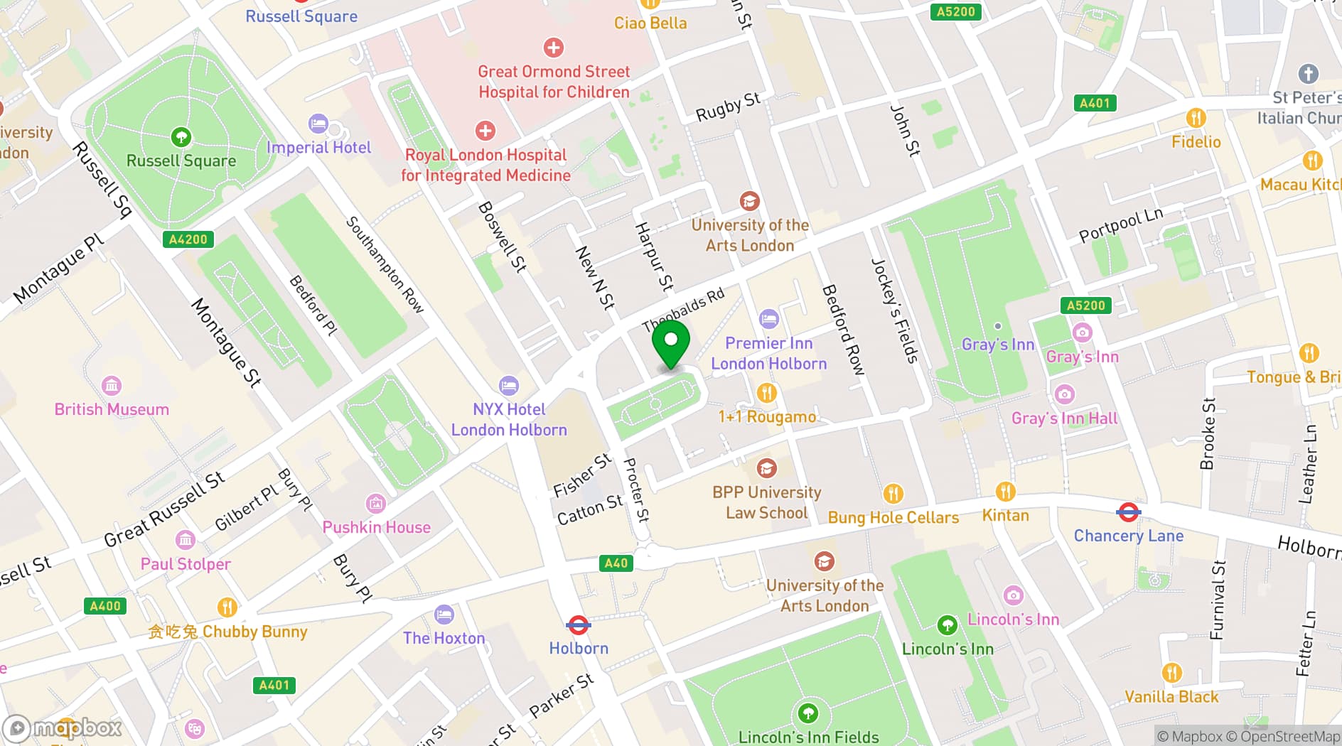 Map showing Conway Hall