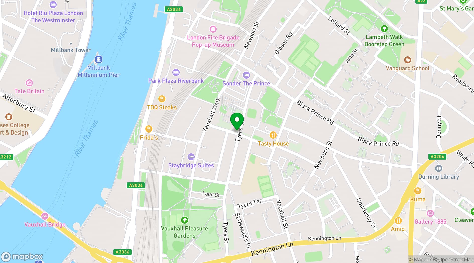 Map showing Urban Warriors Academy