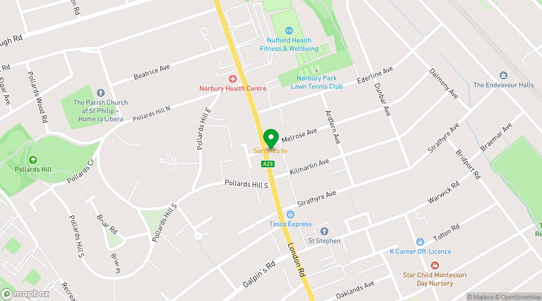 Map showing Croftwood Bar & Grill