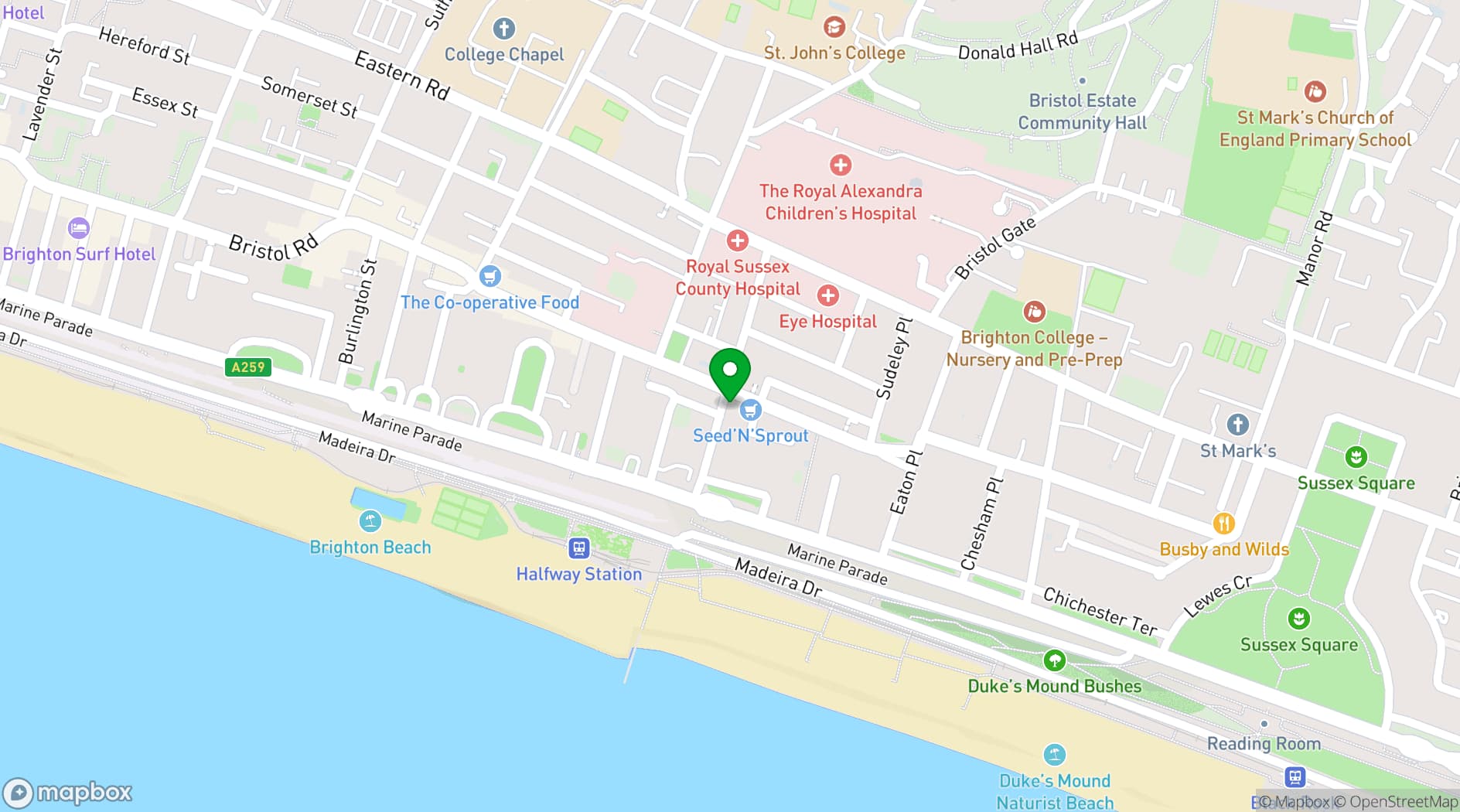 Map showing Madam Lola's Cabaret & Vaudeville